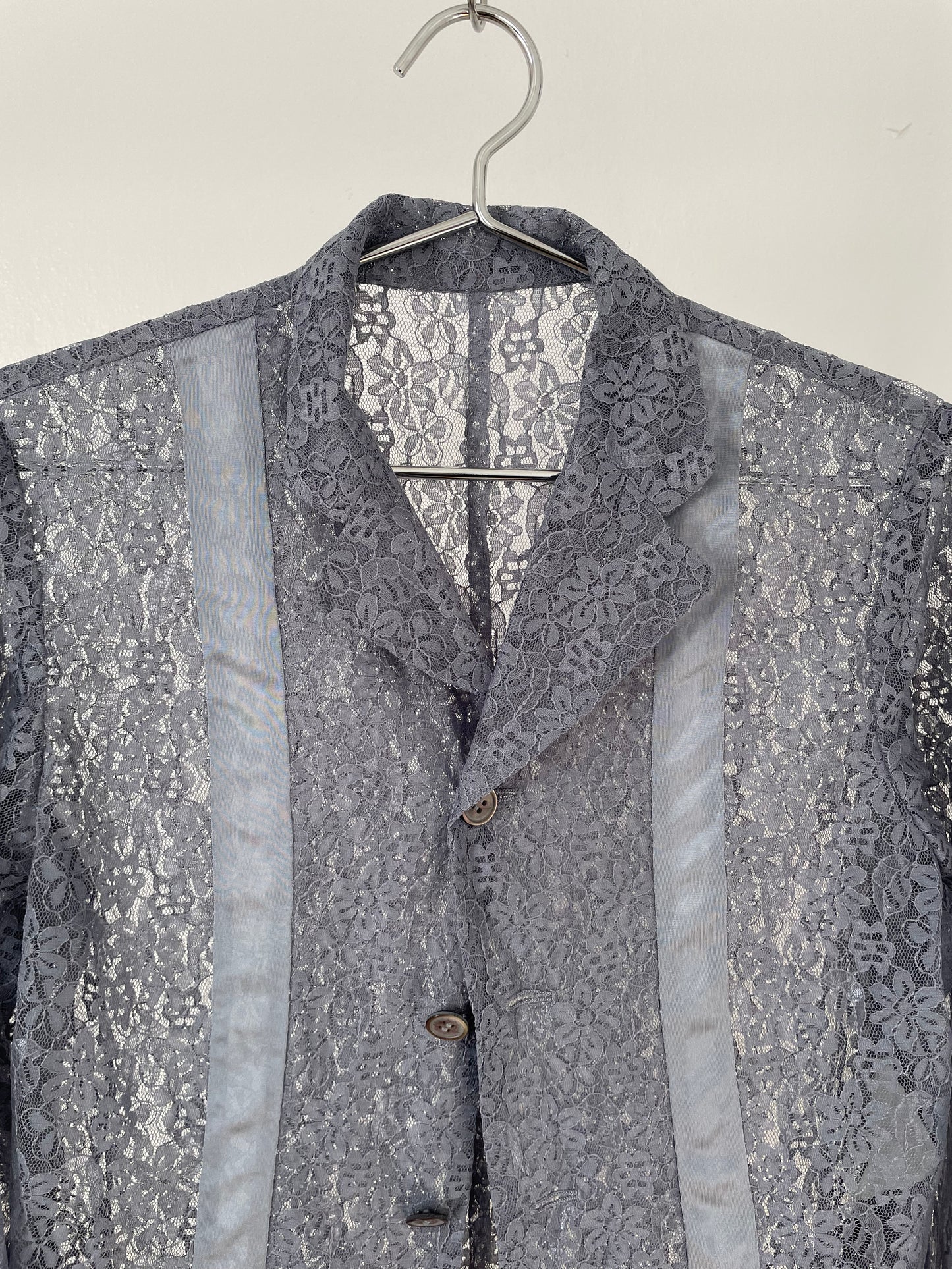 Comme des Garçons grey floral lace shirt jacket