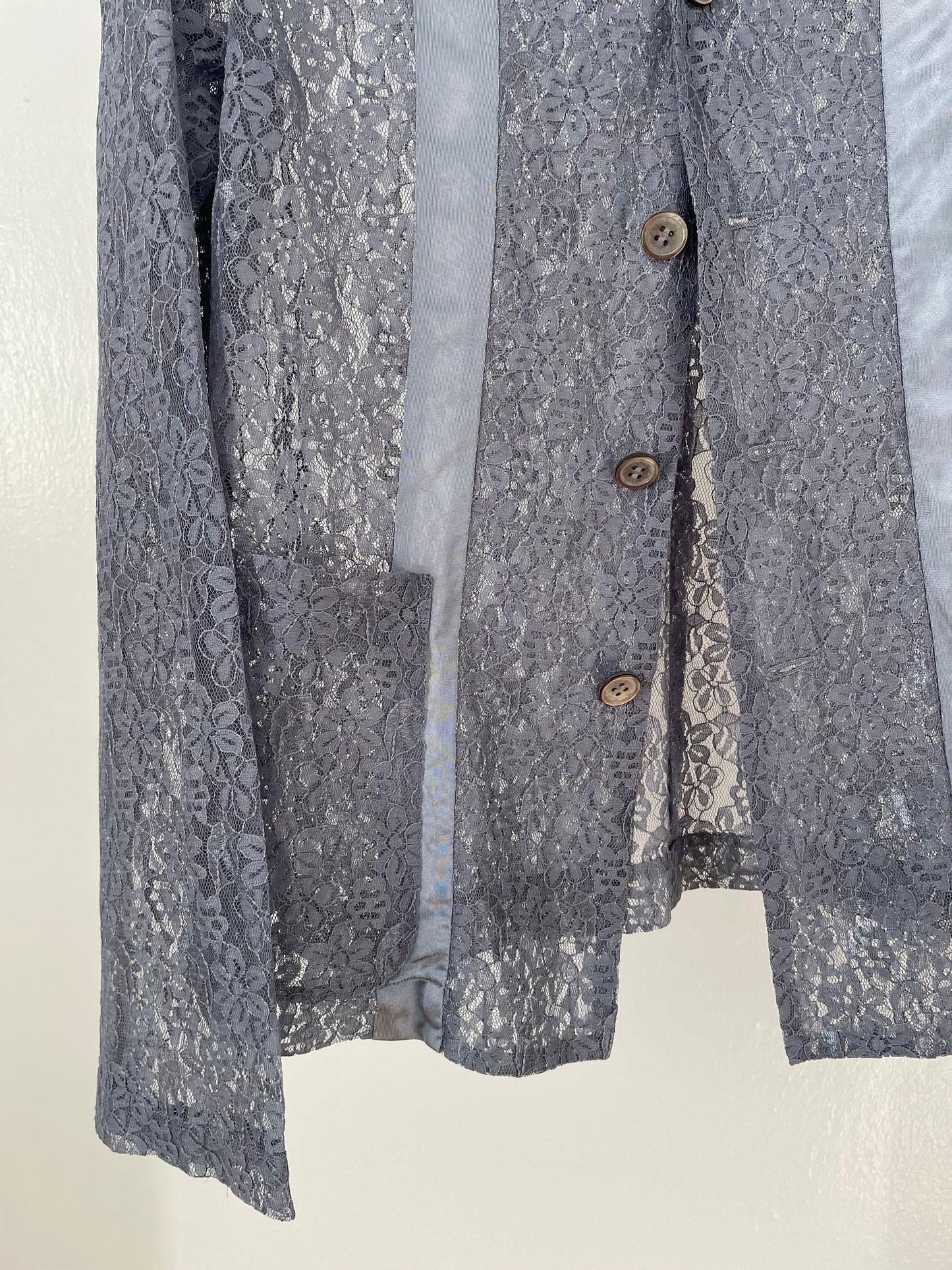 Comme des Garçons grey floral lace shirt jacket