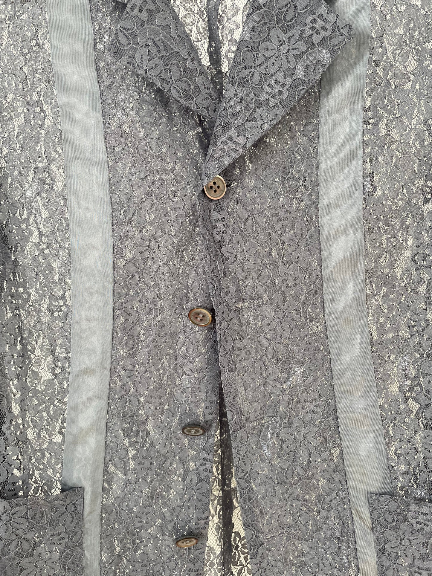 Comme des Garçons grey floral lace shirt jacket