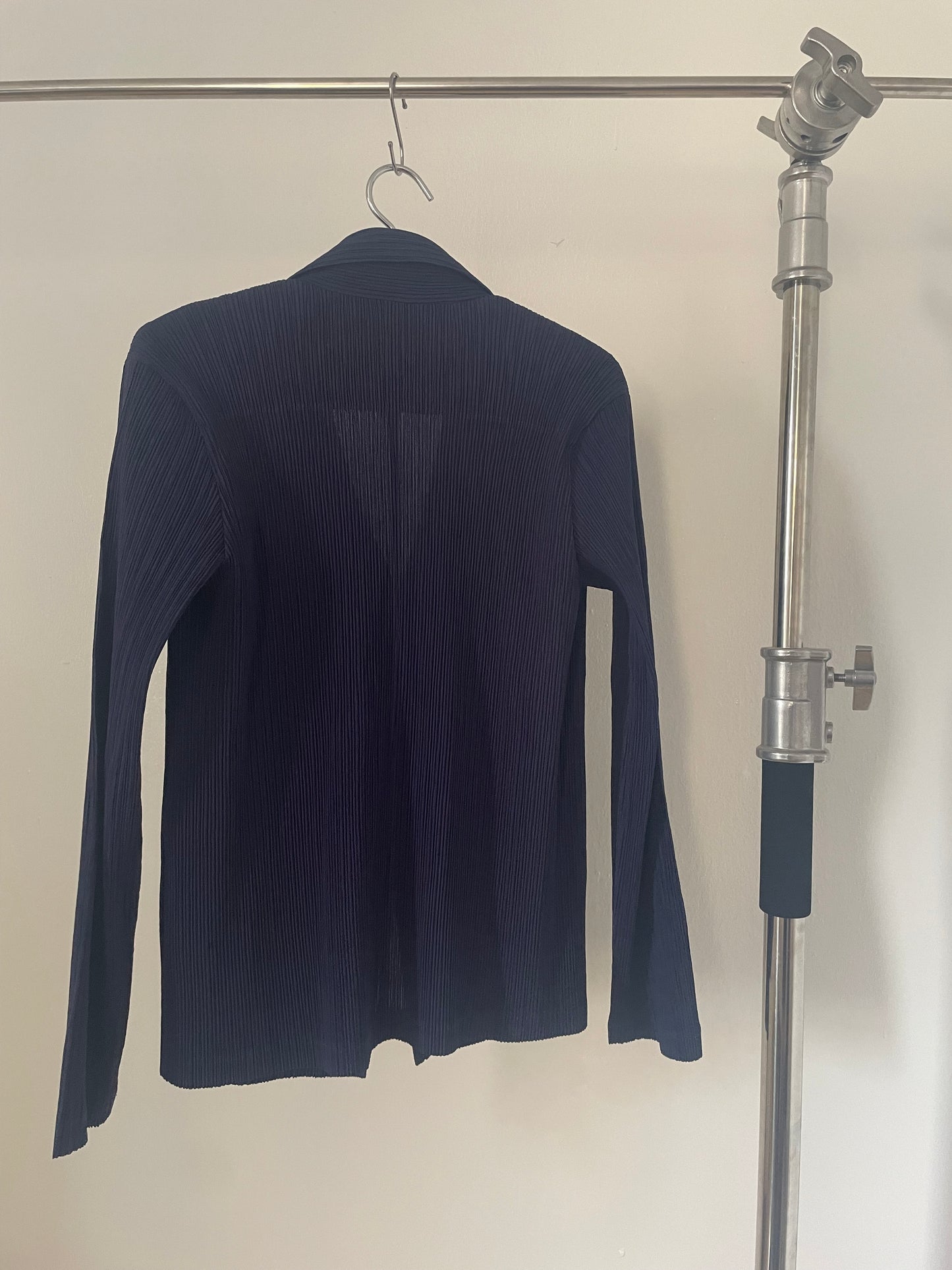 Issey Miyake Fete dark purple pleated blazer shirt