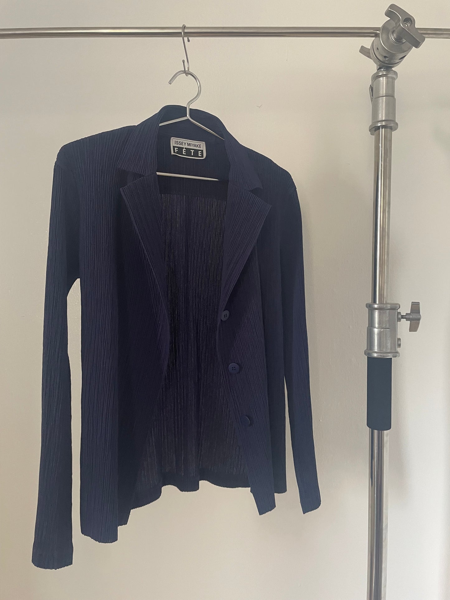 Issey Miyake Fete dark purple pleated blazer shirt