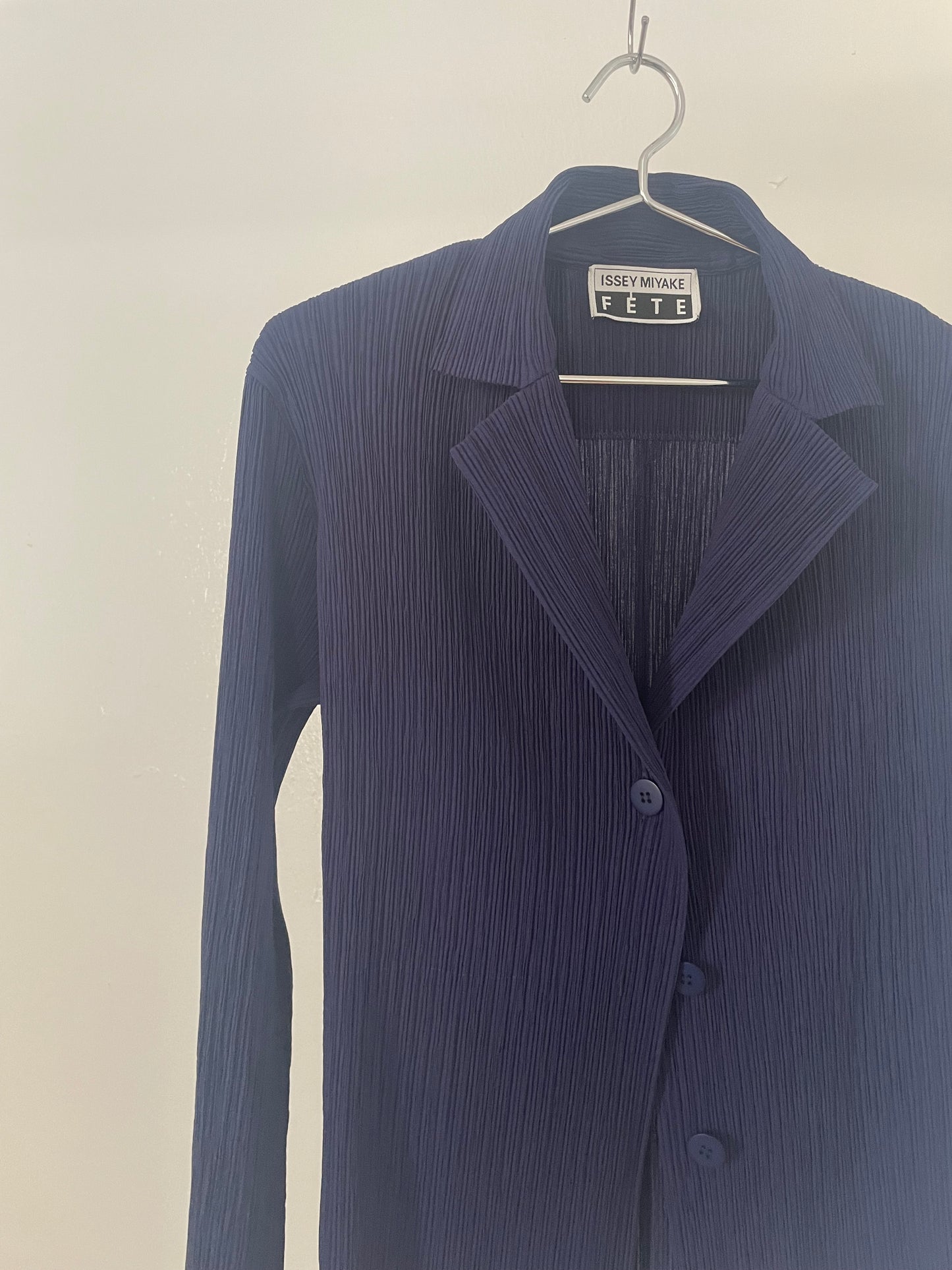 Issey Miyake Fete dark purple pleated blazer shirt