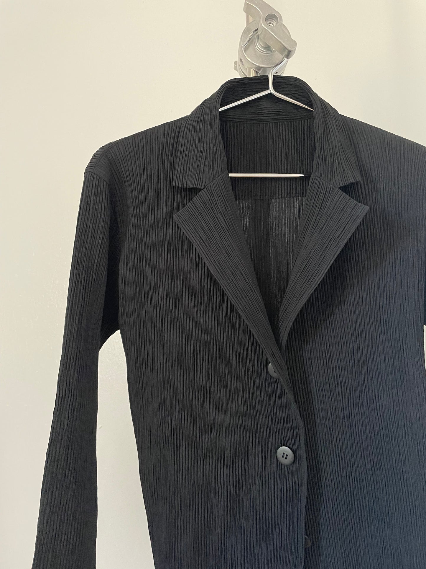 Issey Miyake White Label black pleated skirt suit