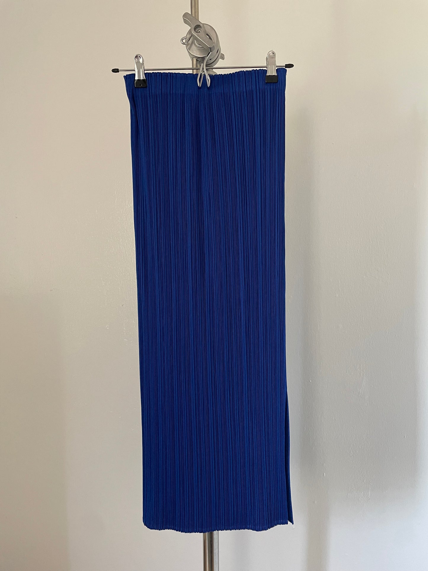 Pleats Please Issey Miyake blue maxi pleated skirt with slit