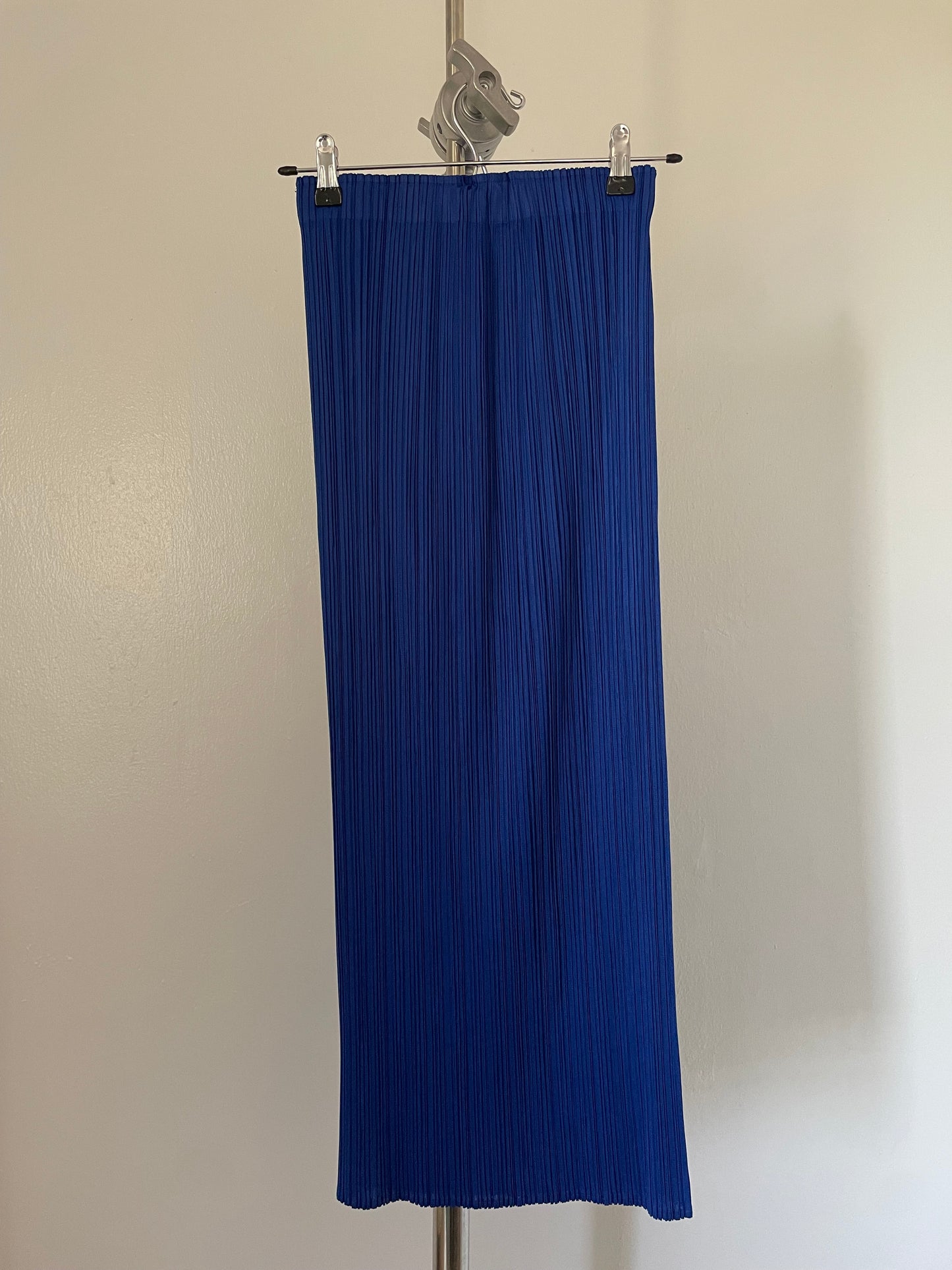 Pleats Please Issey Miyake blue maxi pleated skirt with slit