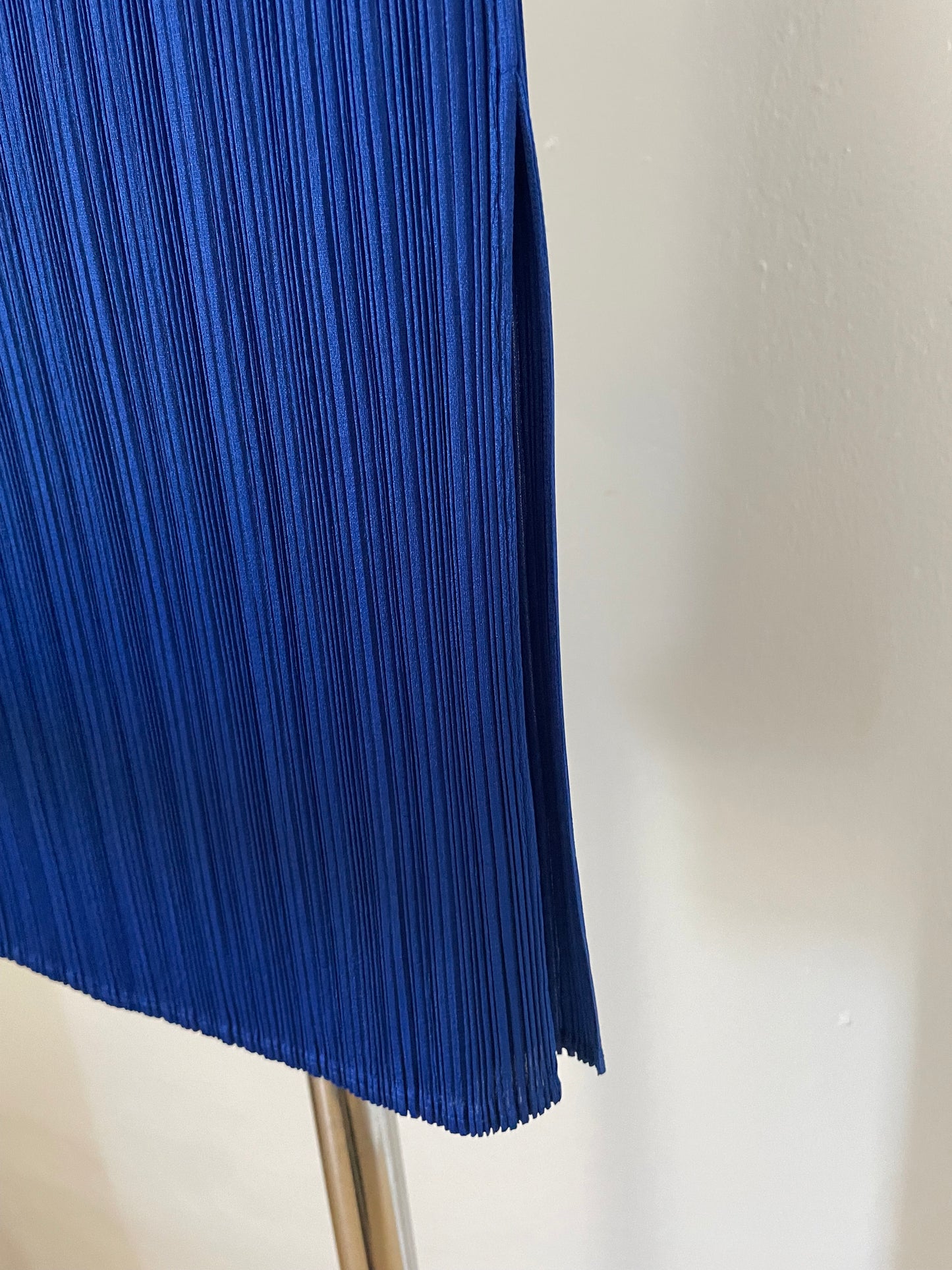 Pleats Please Issey Miyake blue maxi pleated skirt with slit