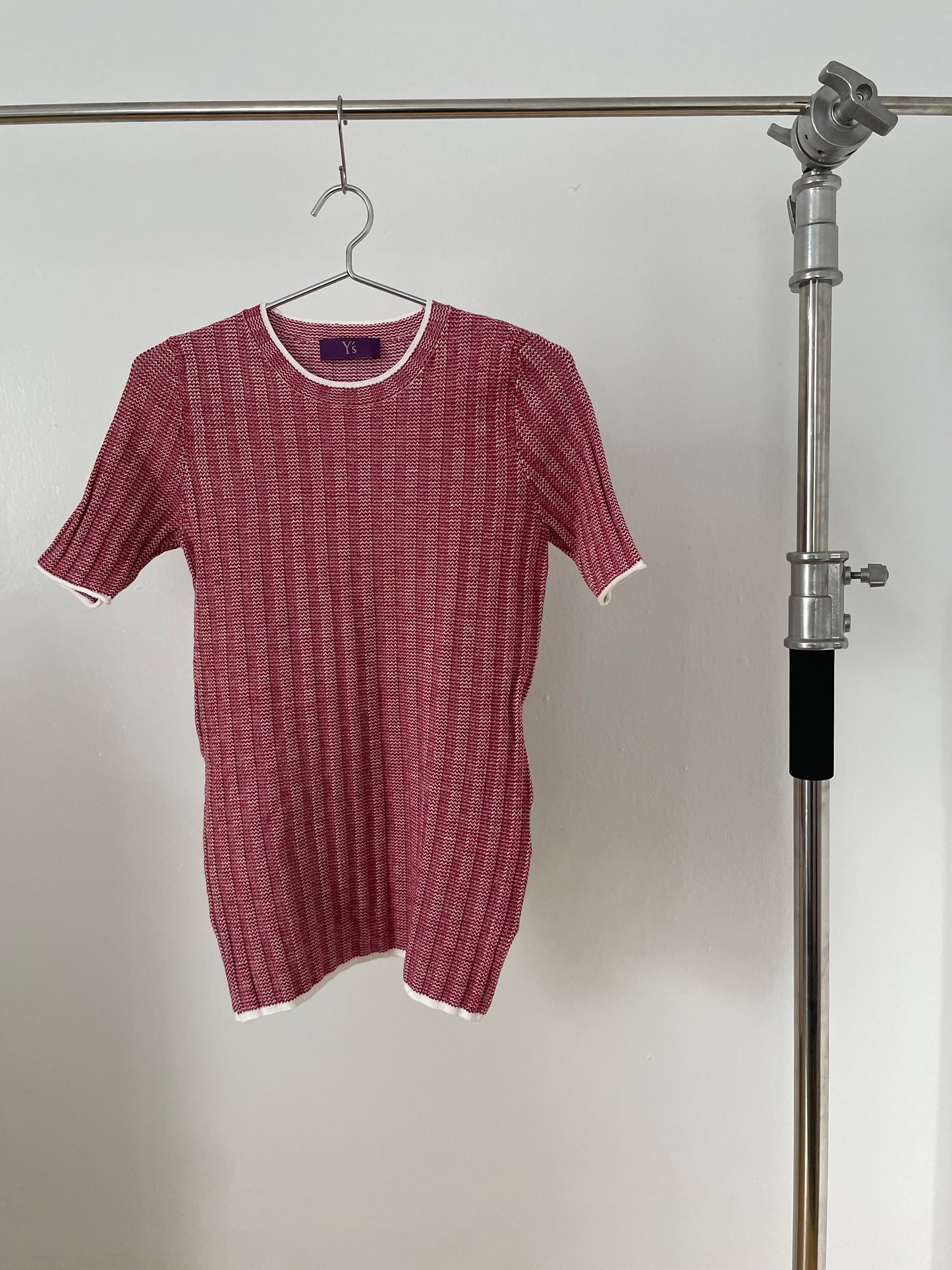 Y’s Pink Label red and white short sleeve knit