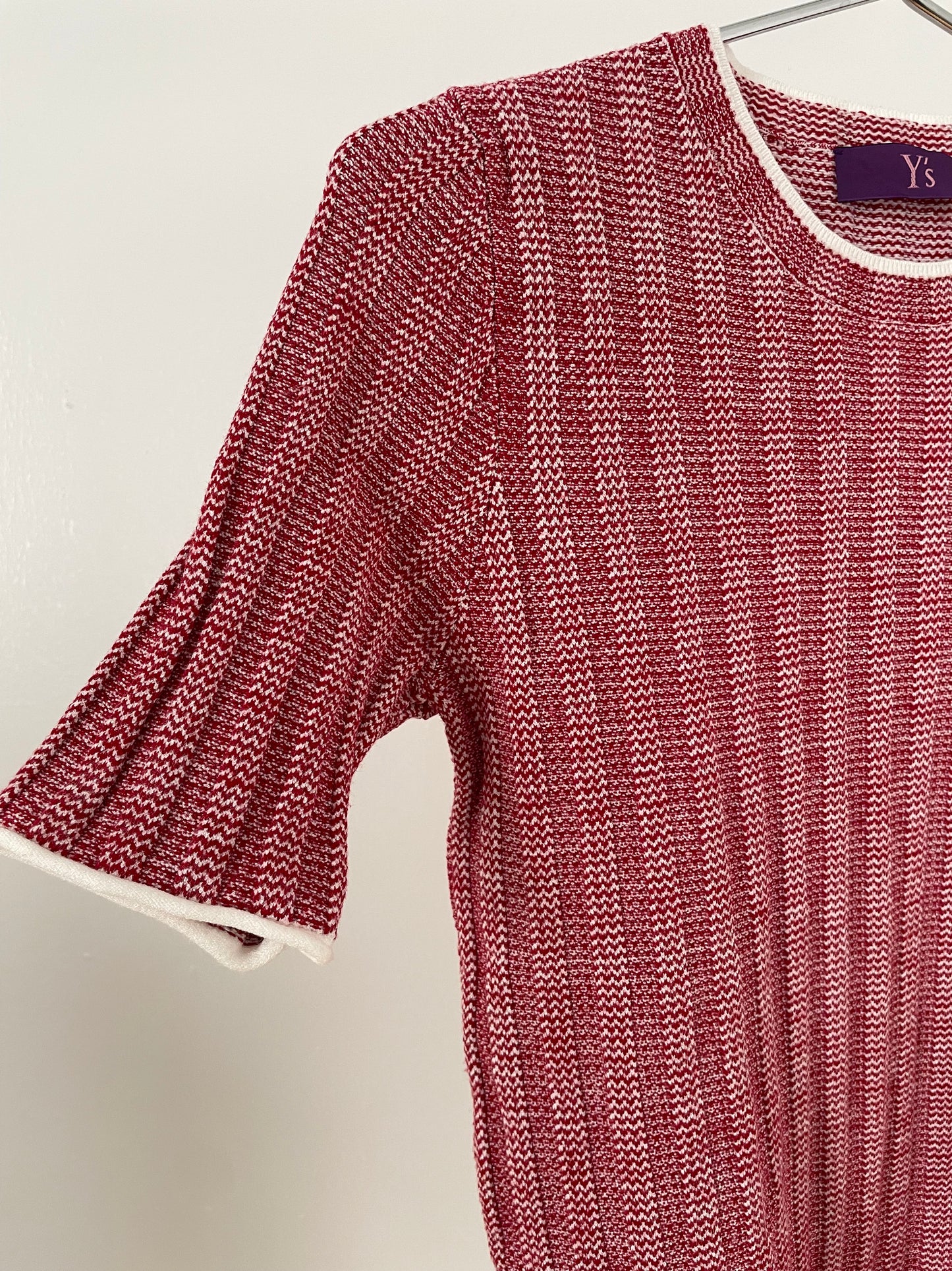 Y’s Pink Label red and white short sleeve knit