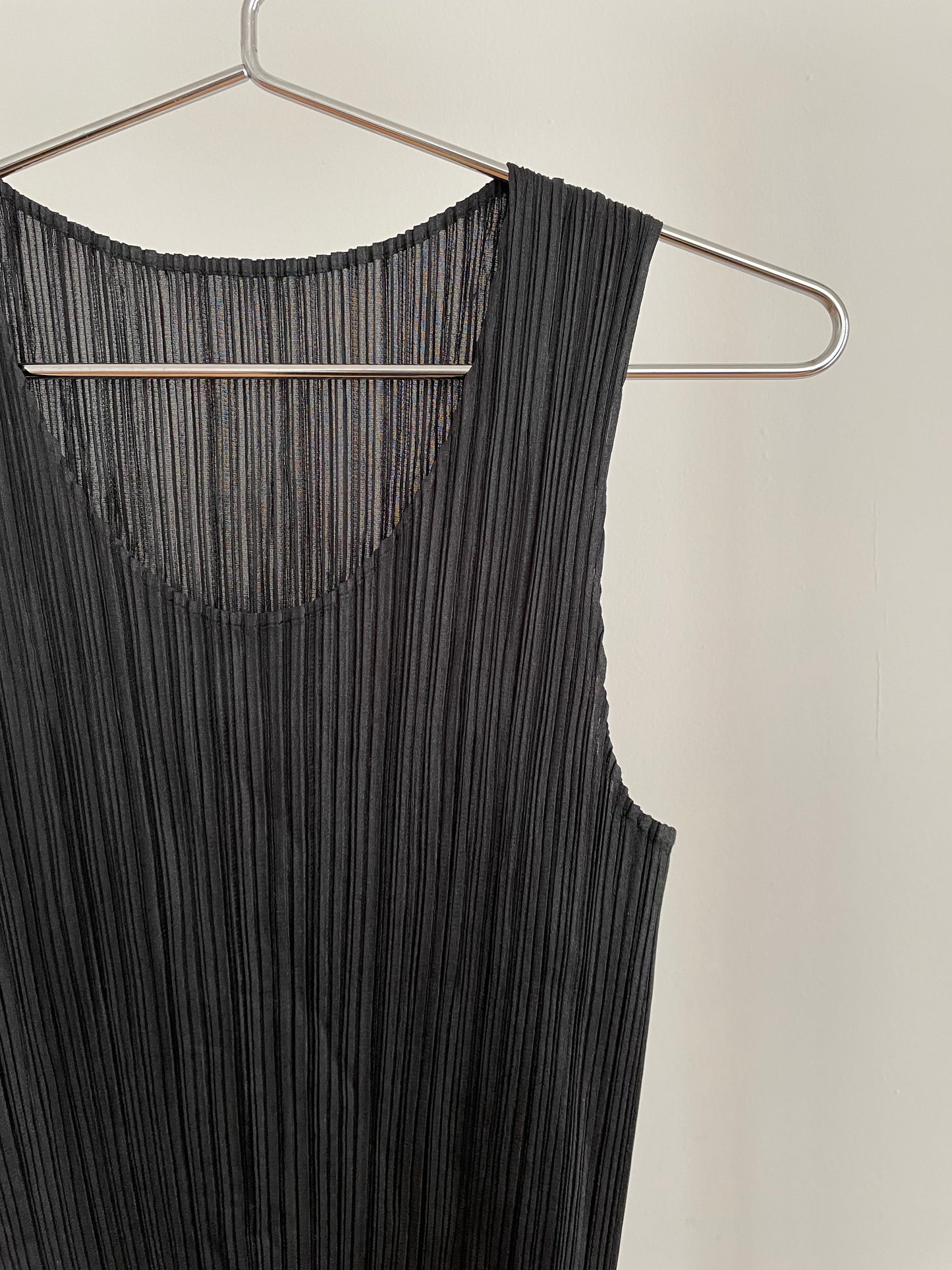 Pleats Please Issey Miyake Basics black pleated tank top