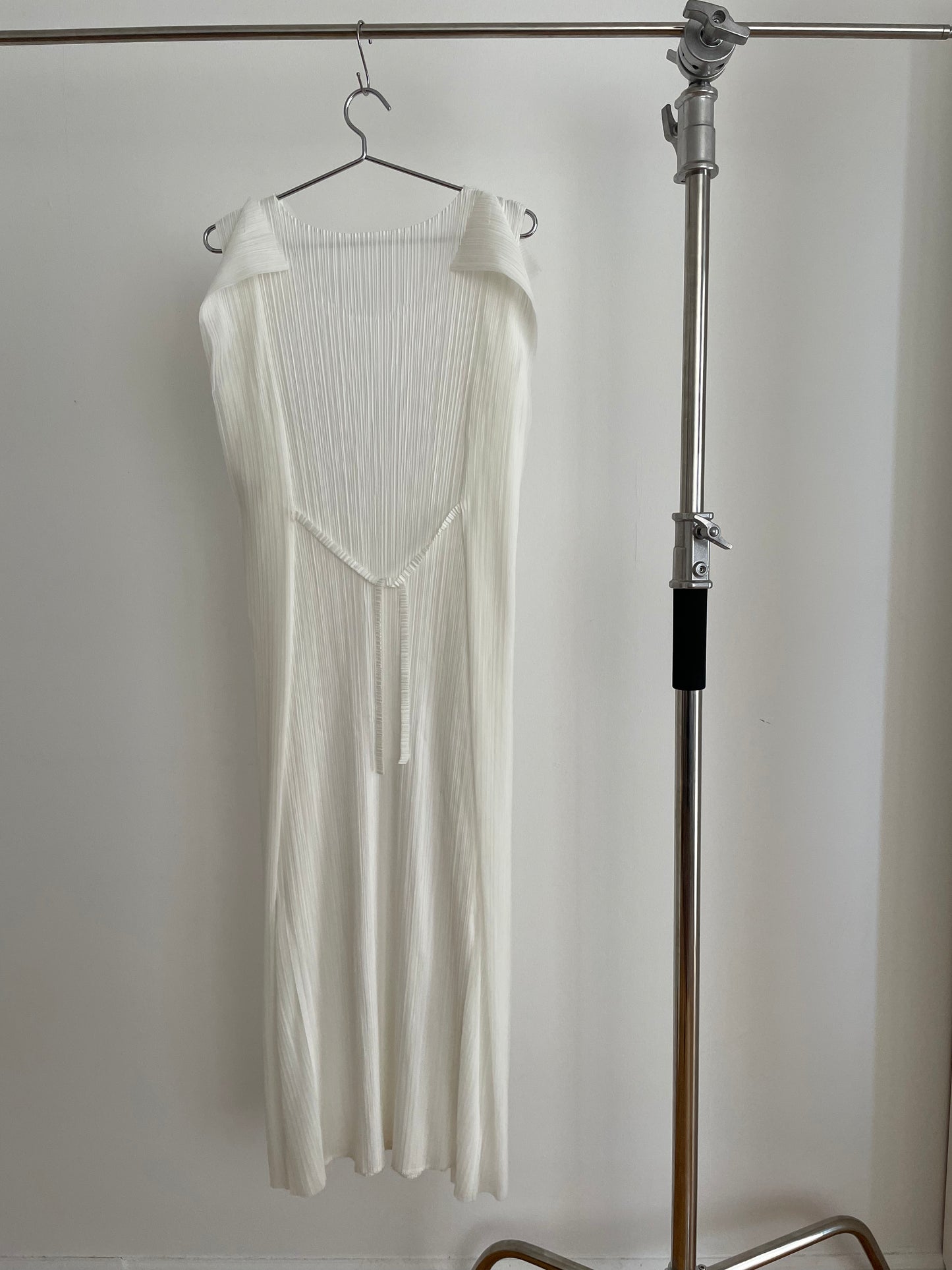 Pleats Please Issey Miyake white dress with mesh panels