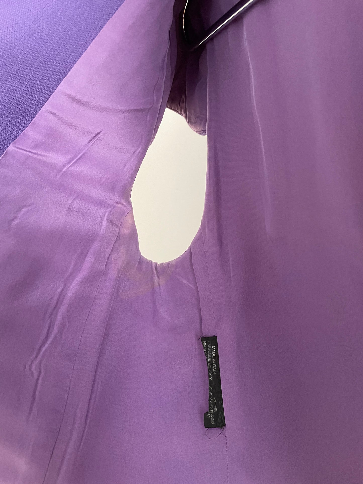 Detail view of vintage womens Prada fall/winter 2001 purple top