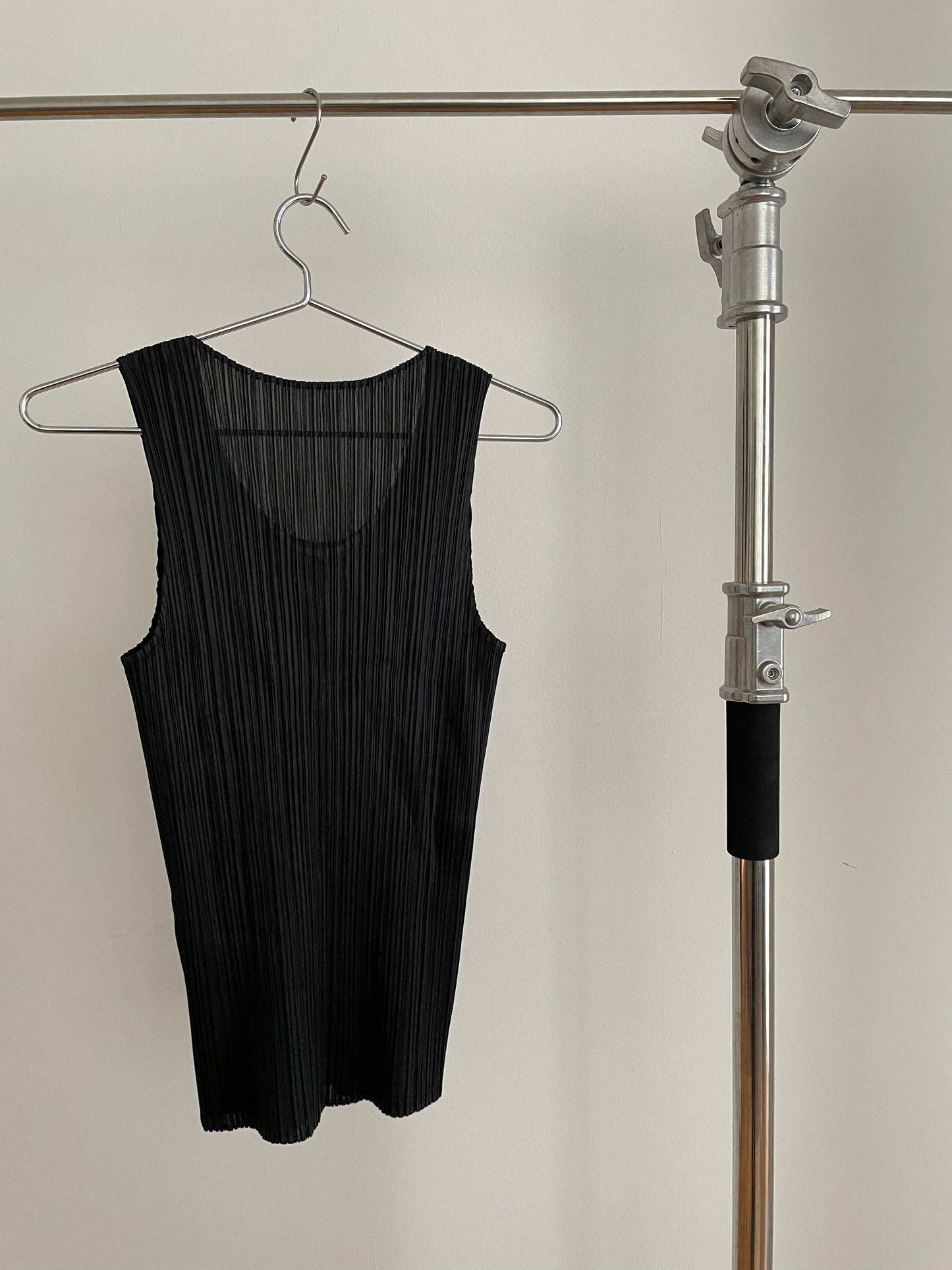 Pleats Please Issey Miyake Basics black pleated tank top