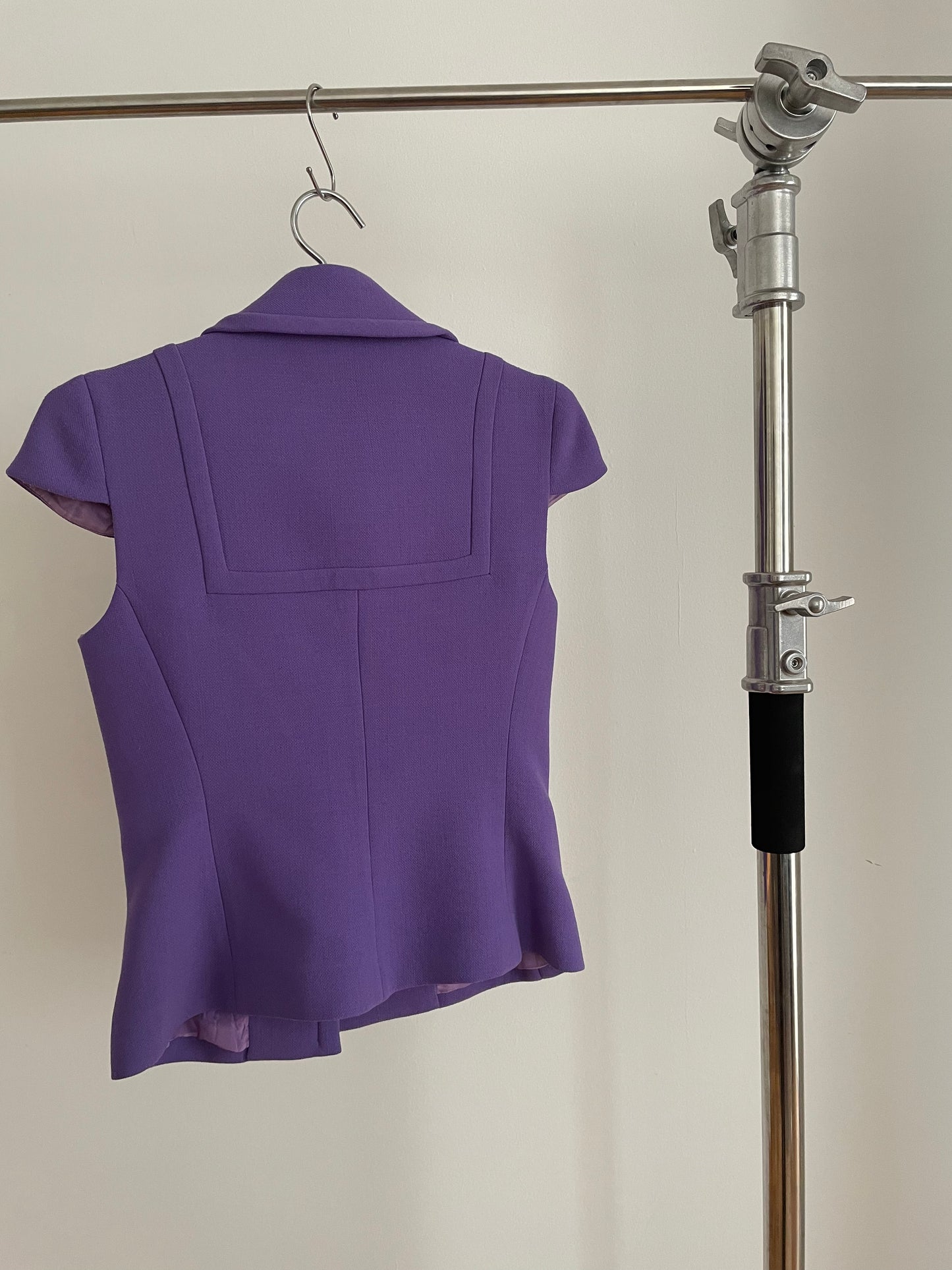 Back view of vintage womens Prada fall/winter 2001 purple top
