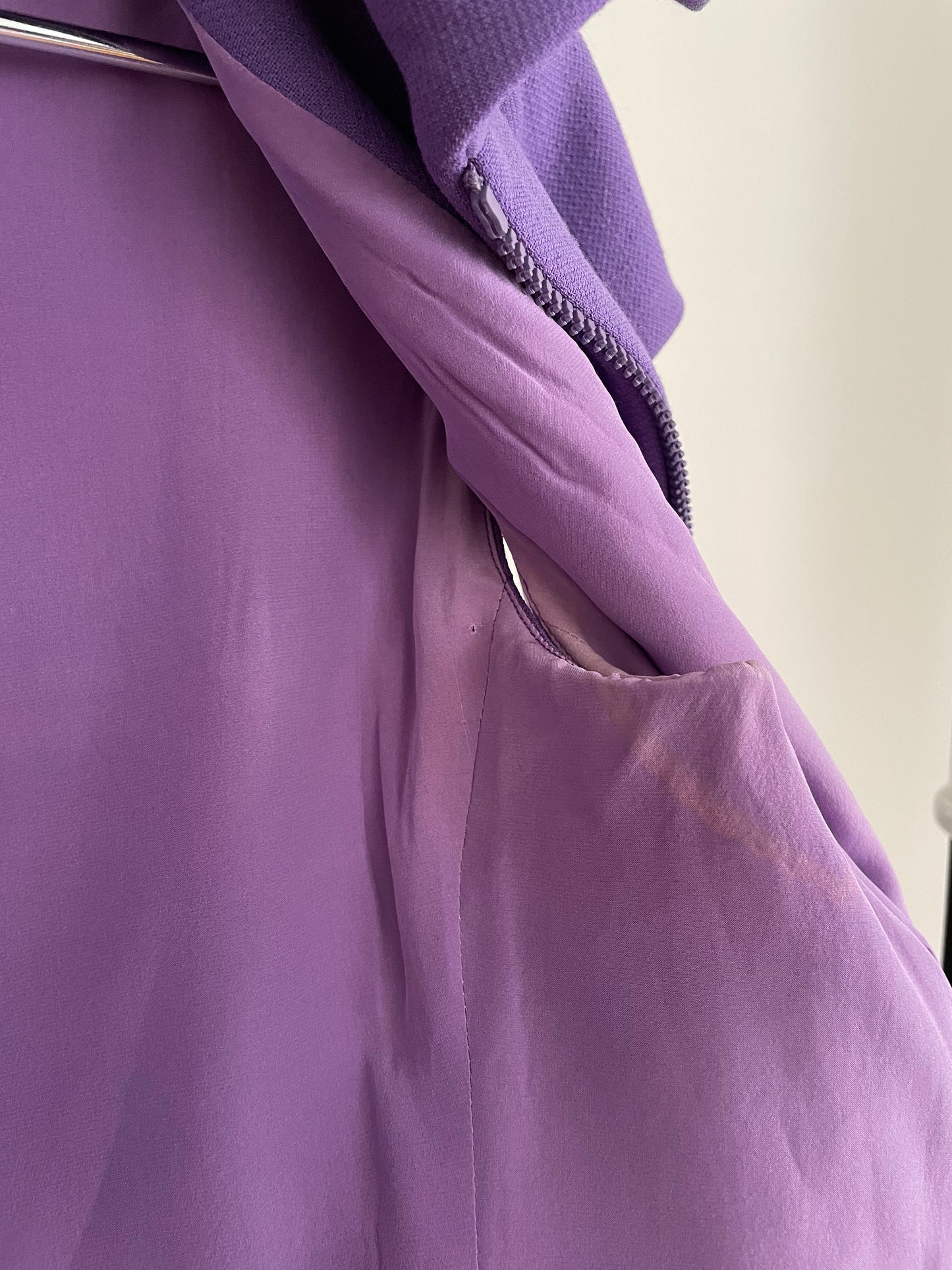 Detail view of vintage womens Prada fall/winter 2001 purple top