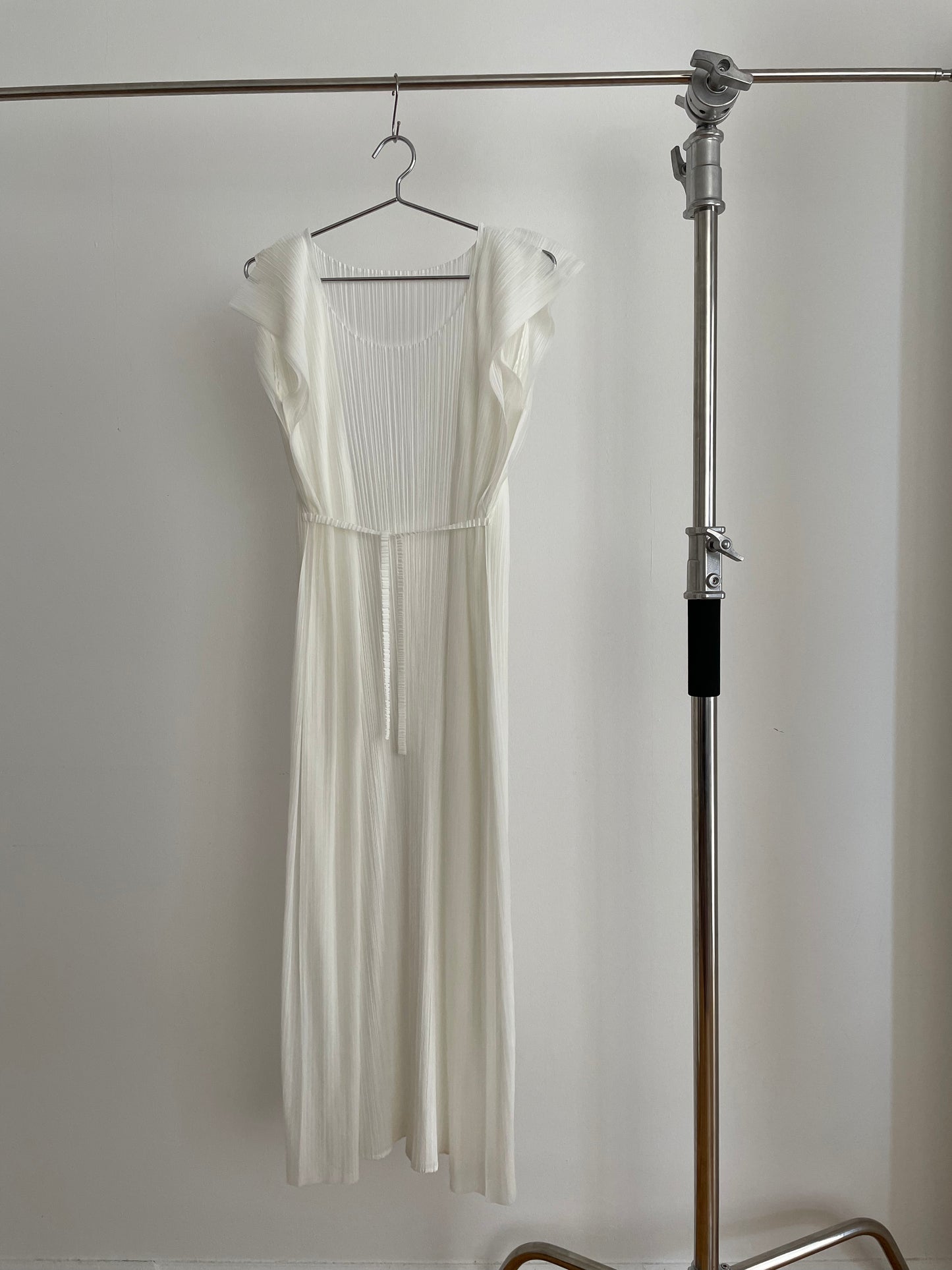 Pleats Please Issey Miyake white dress with mesh panels