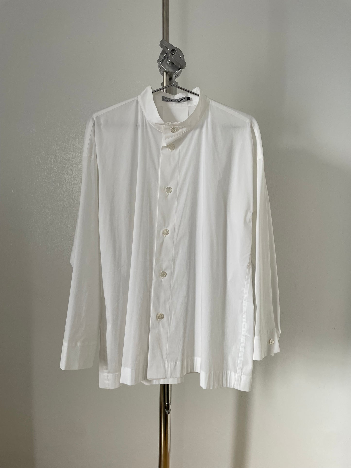 Issey Miyake white mandarin collar shirt