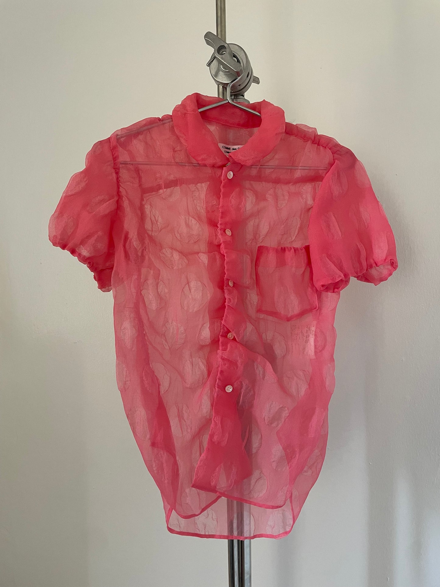 Comme des Garçons Comme des Garçons sheer pink polka dot blouse
