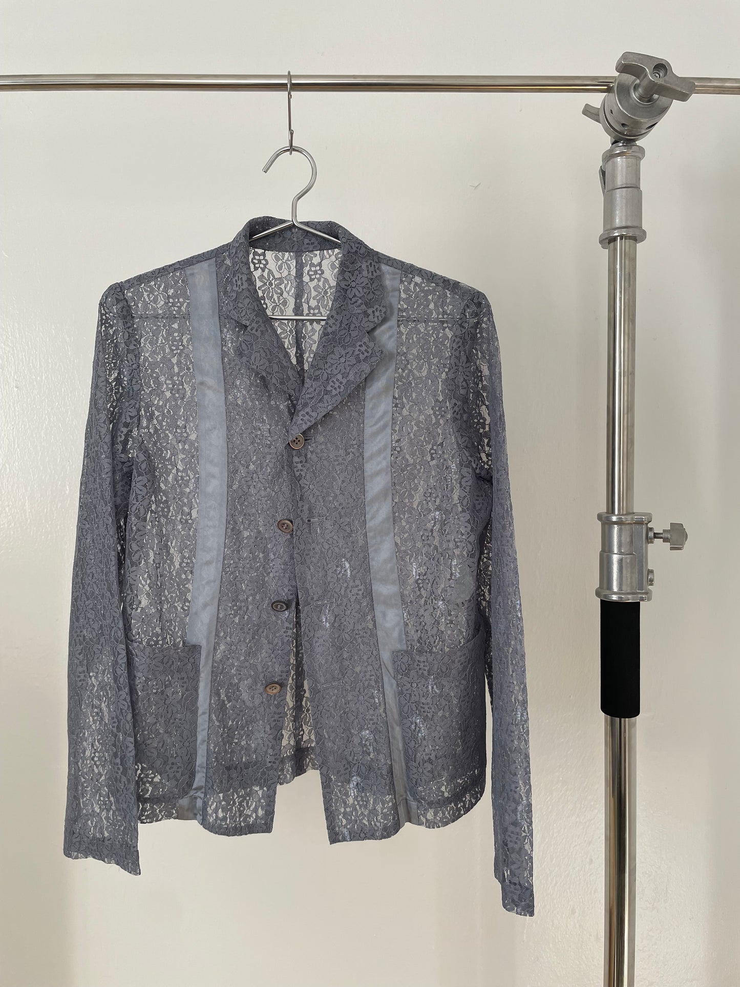 Comme des Garçons grey floral lace shirt jacket