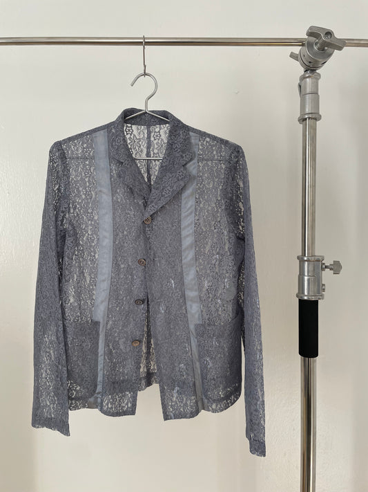 Comme des Garçons grey floral lace shirt jacket