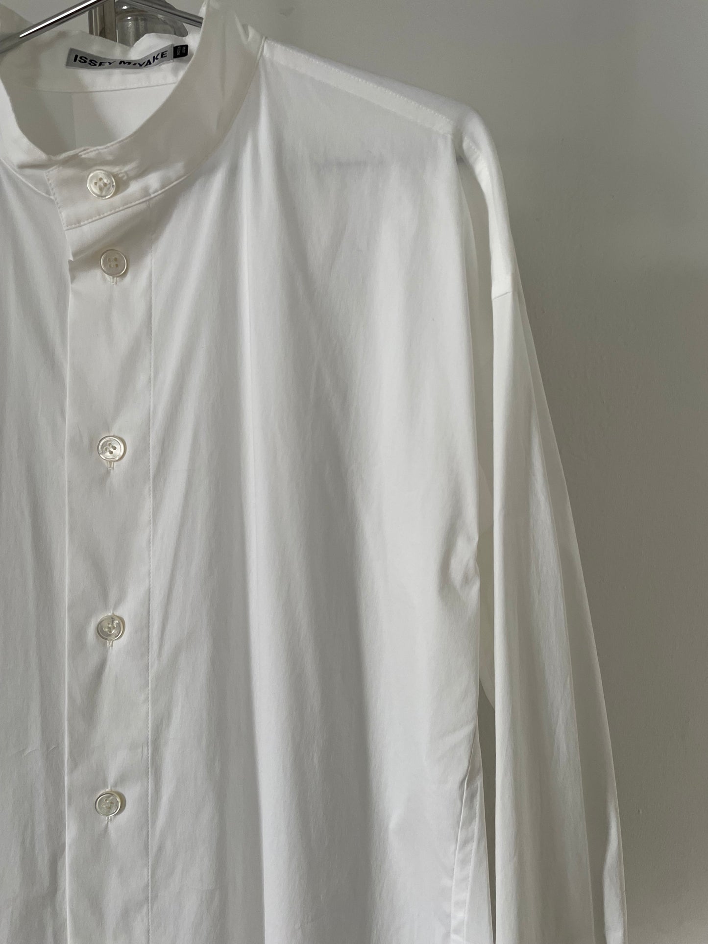 Issey Miyake white mandarin collar shirt
