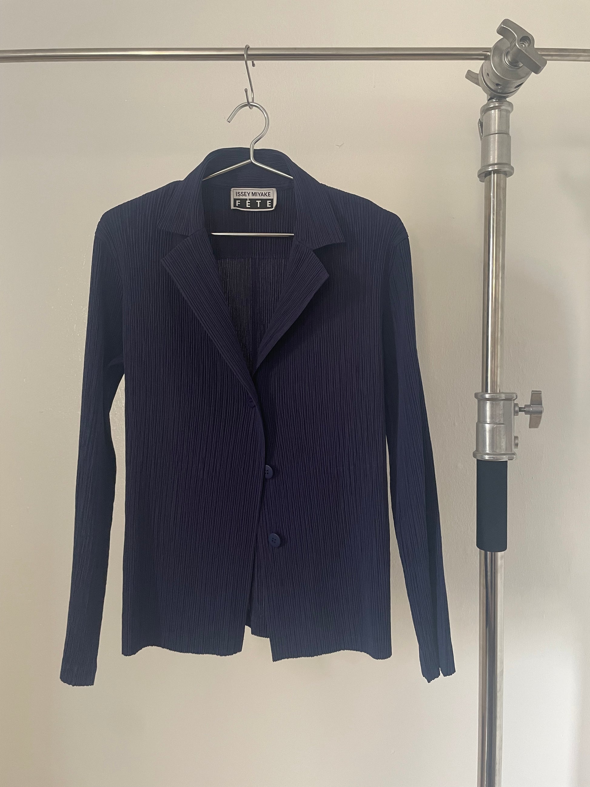 Issey Miyake Fete dark purple pleated blazer shirt