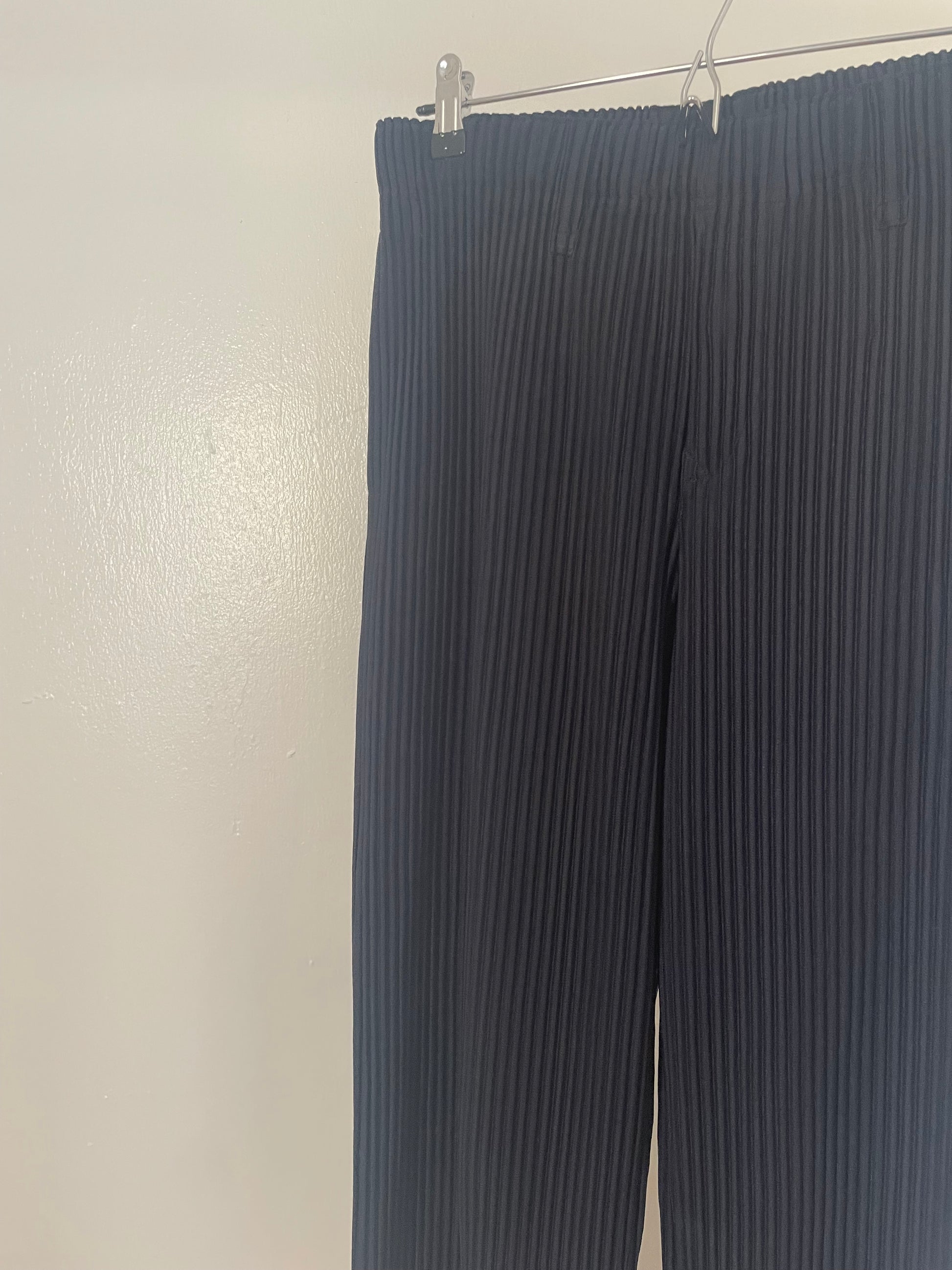 Issey Miyake Homme Plissé navy pleated pants