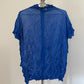 Issey Miyake Permanente blue crinkle mock neck top