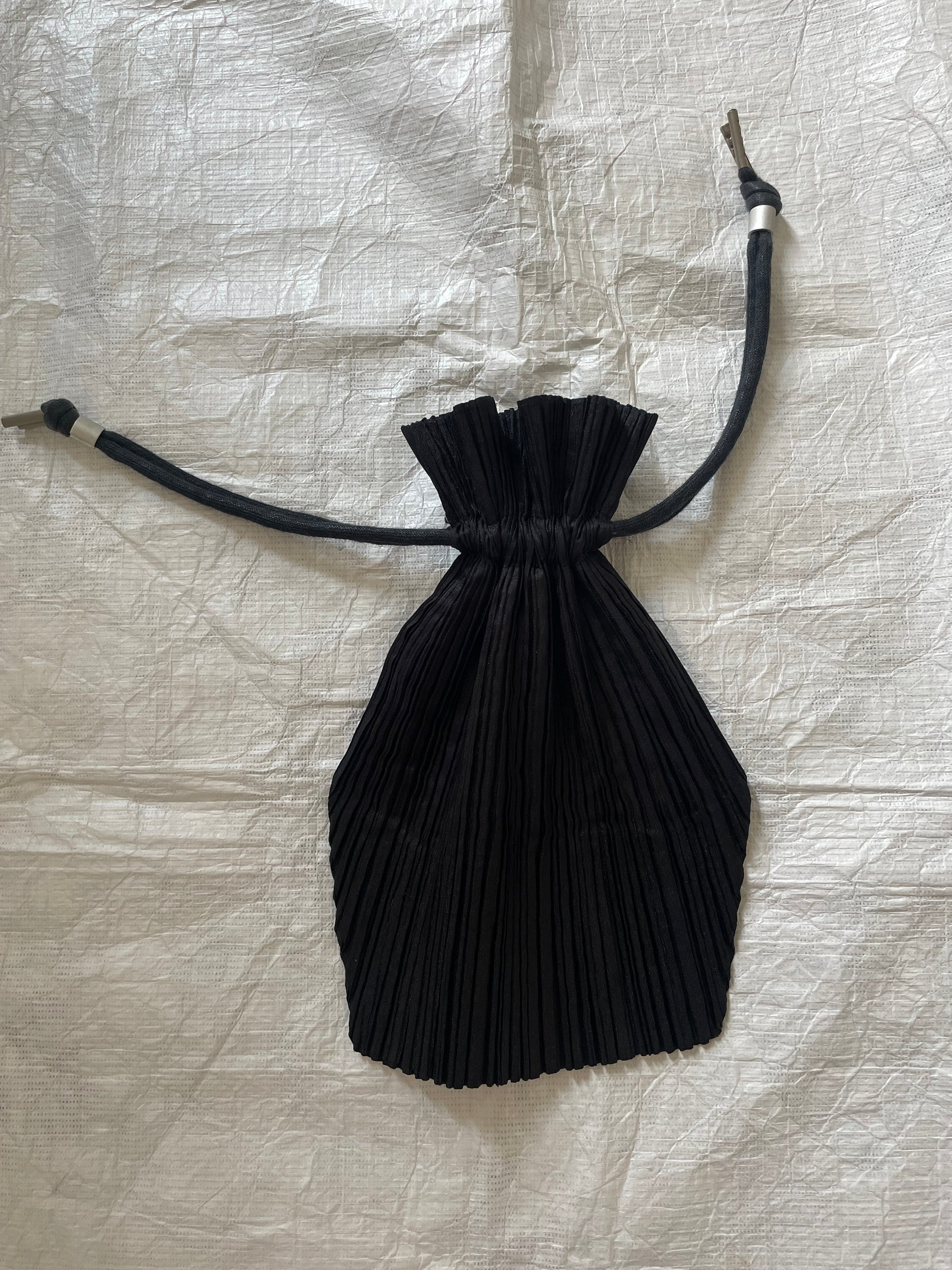 Issey Miyake black pleated mini pochette