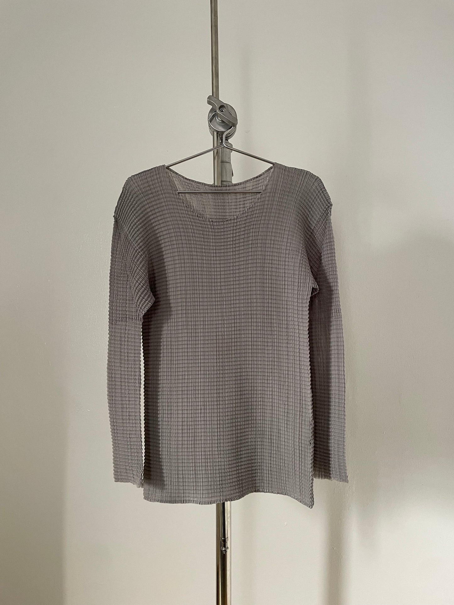 Issey Miyake gray long sleeve pleated top