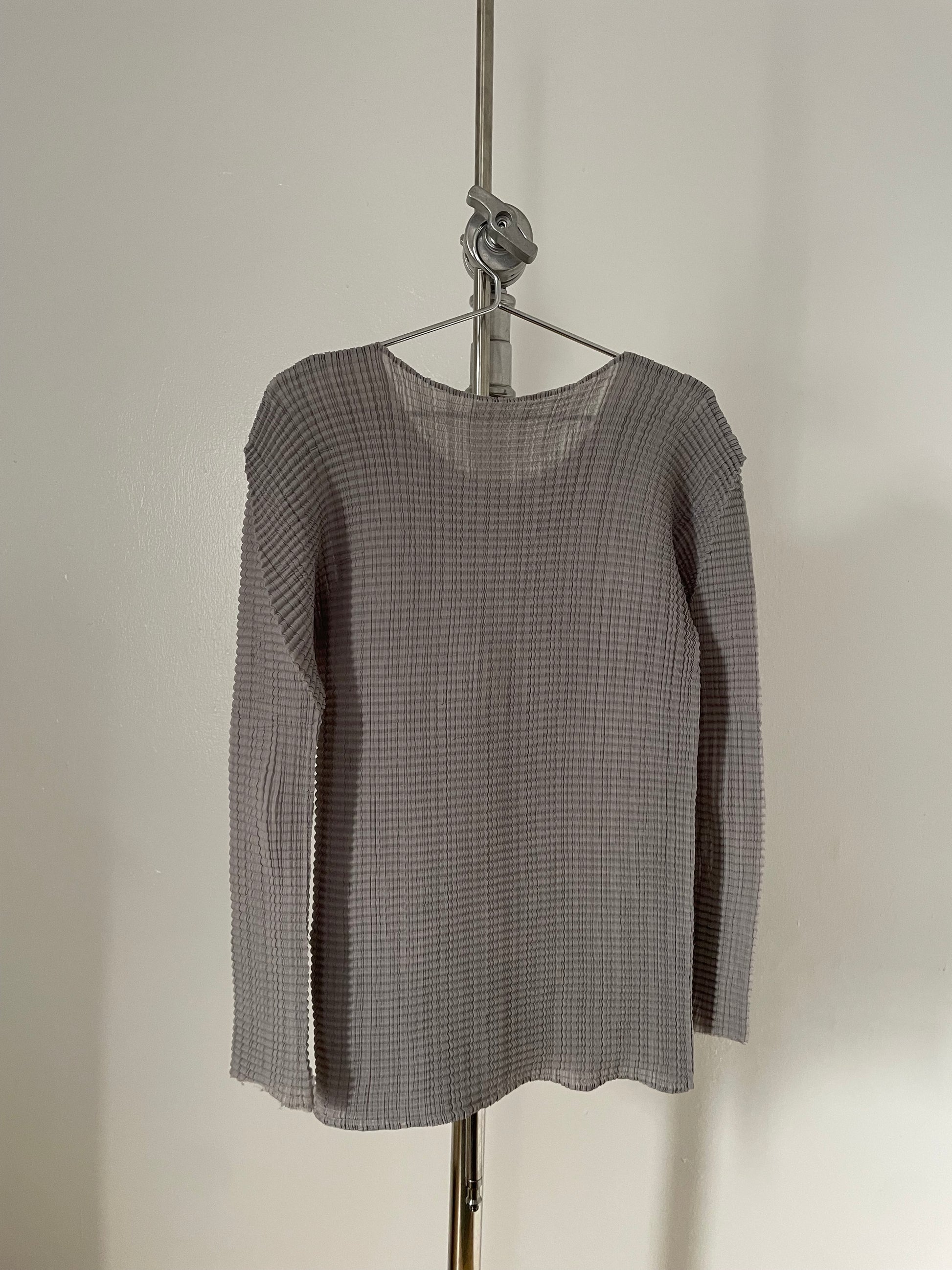 Issey Miyake gray long sleeve pleated top
