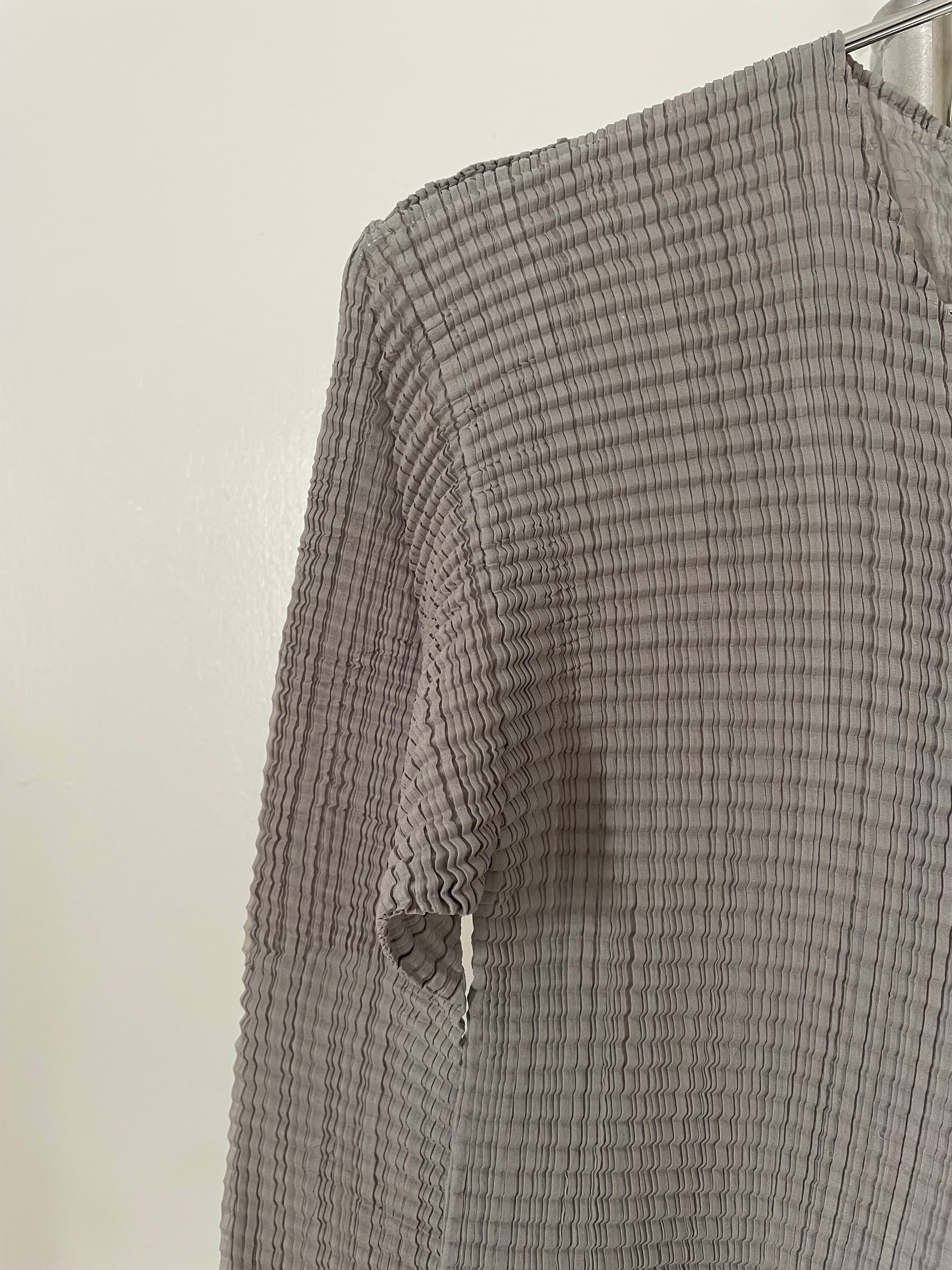 Issey Miyake gray long sleeve pleated top