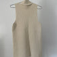Jil Sander cream sleeveless cutout rib knit turtleneck