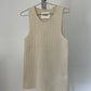 Jil Sander cream sleeveless cutout rib knit turtleneck