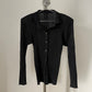 Pleats Please Issey Miyake black button up blouse