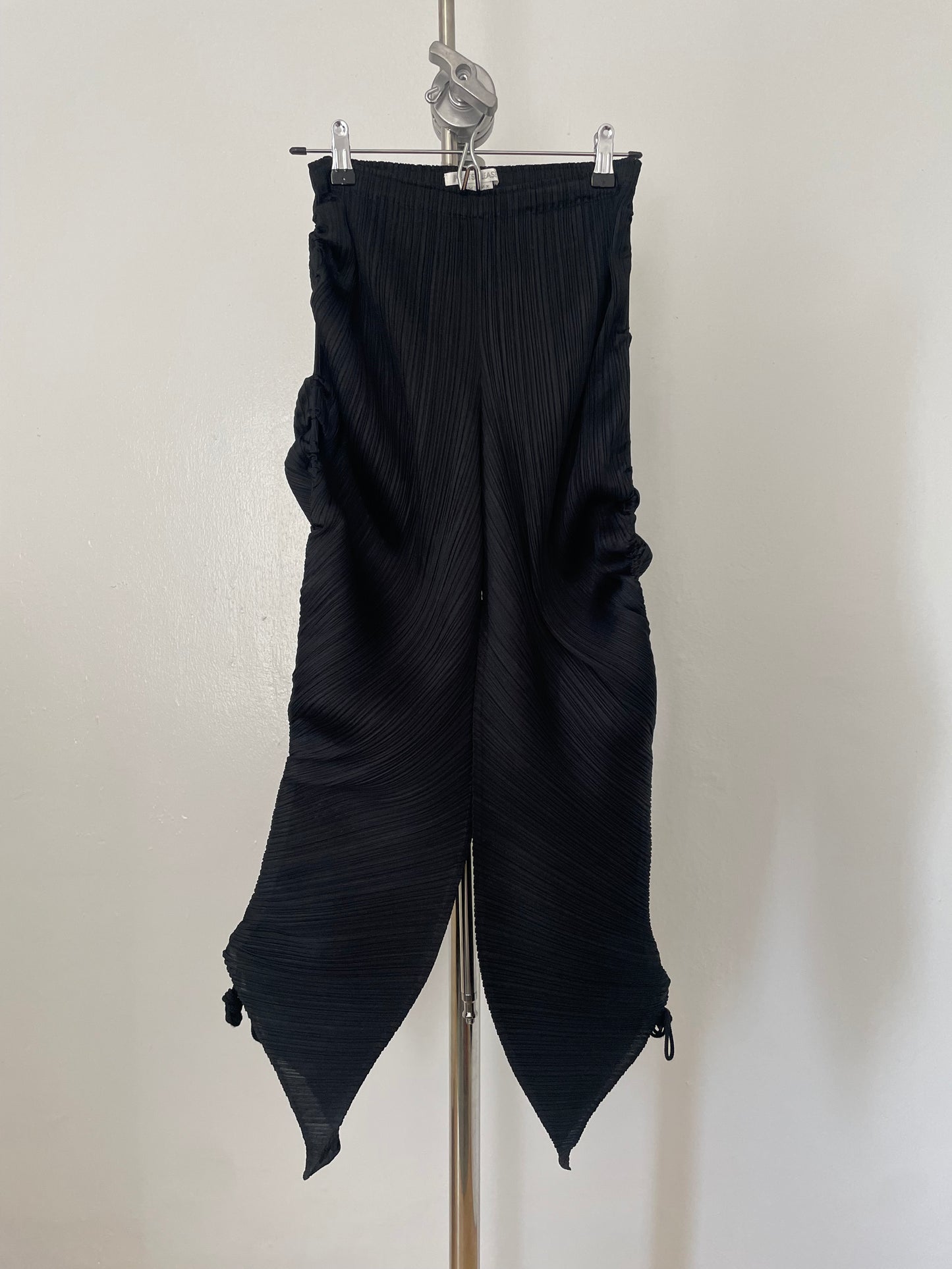 Pleats Please Issey Miyake black pants with drawstring detail