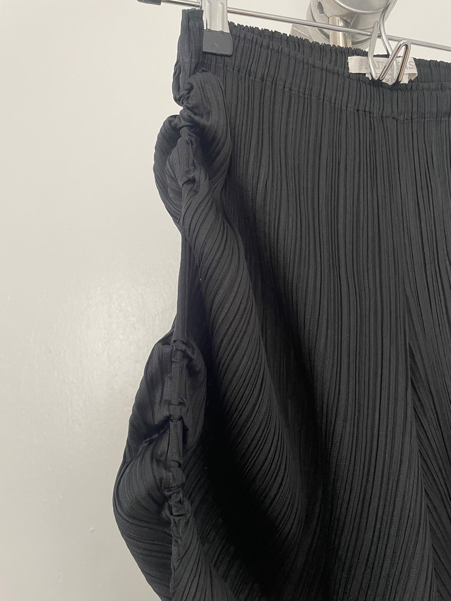 Pleats Please Issey Miyake black pants with drawstring detail