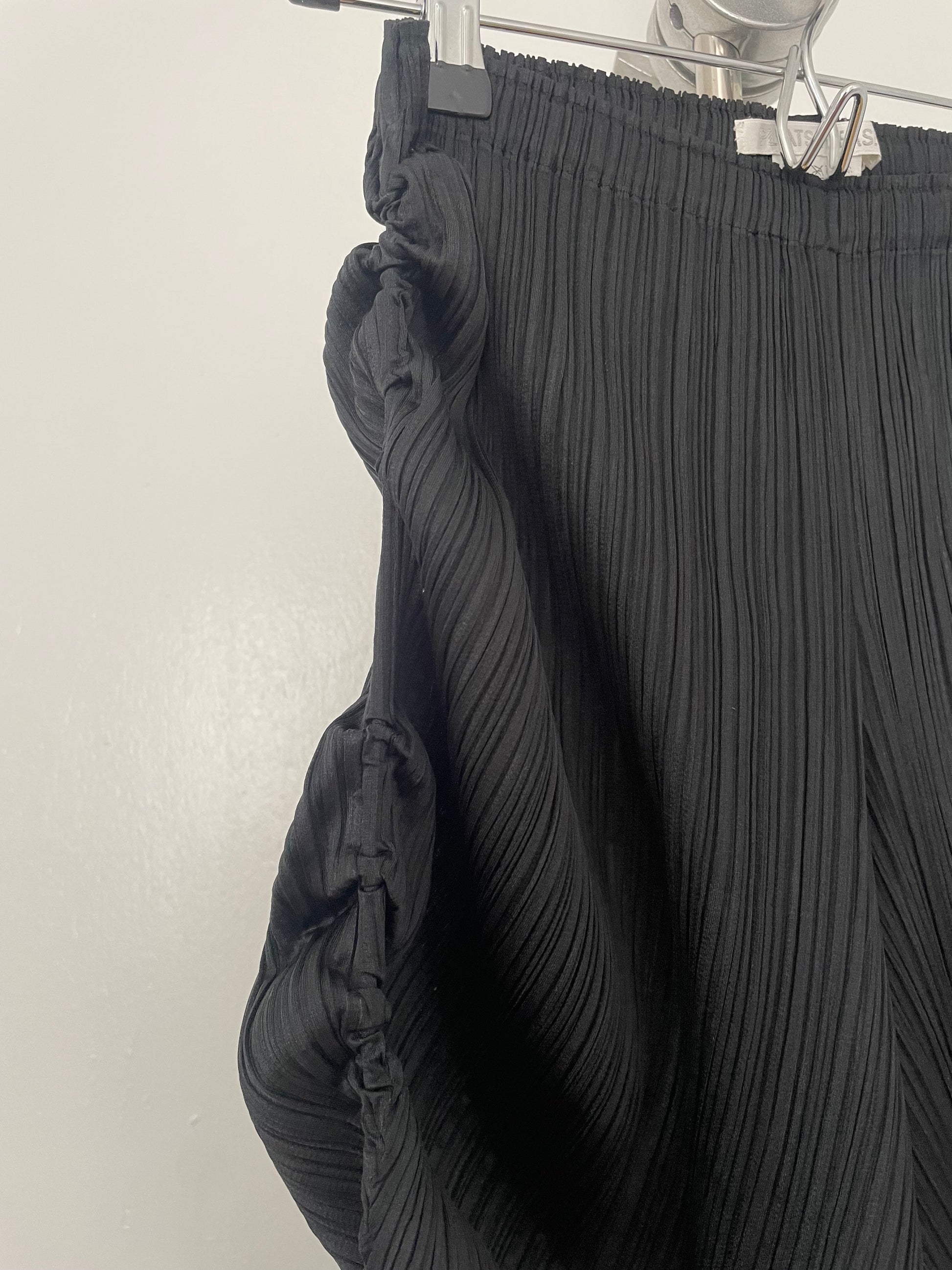 Pleats Please Issey Miyake black pants with drawstring detail