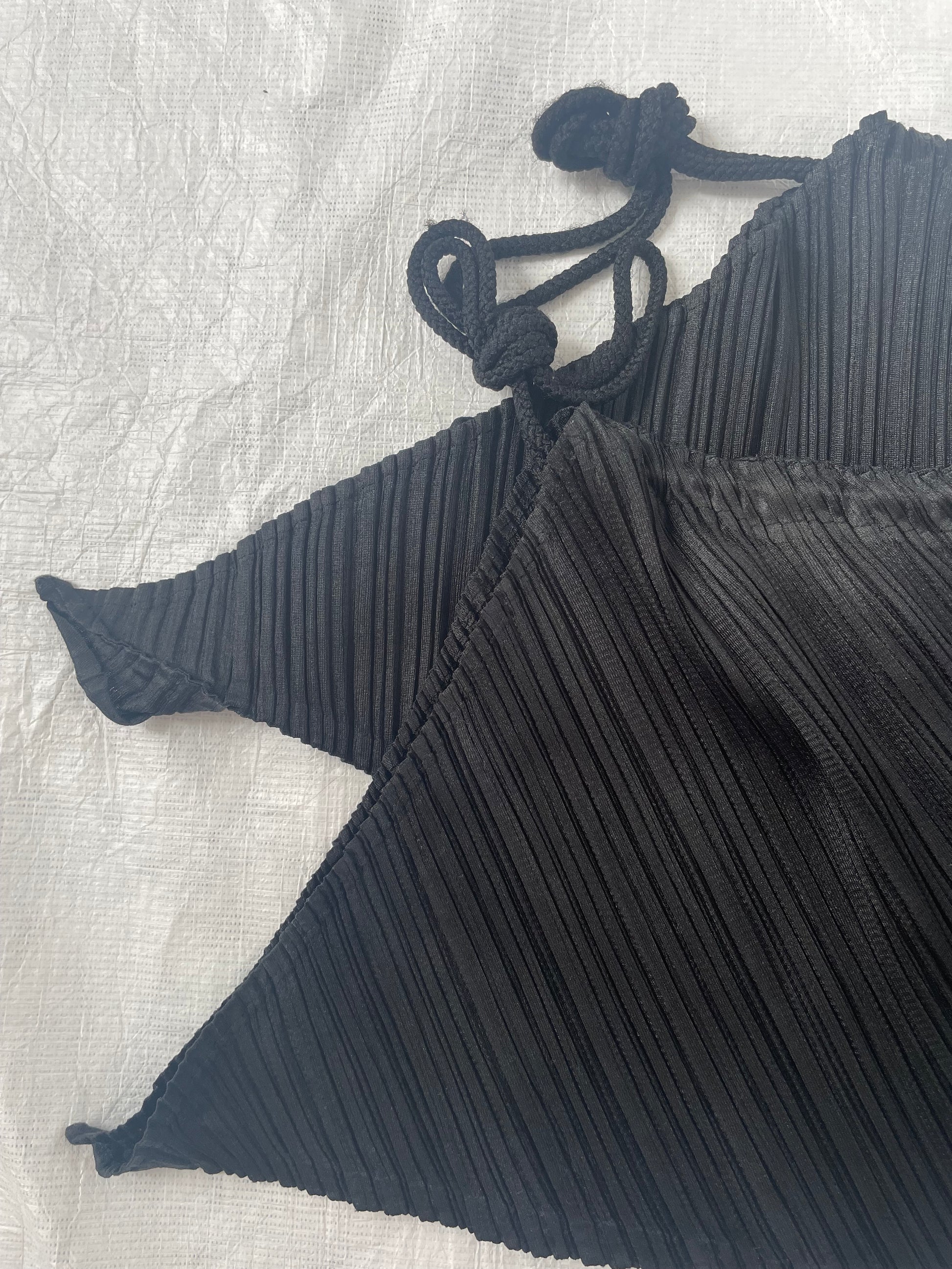 Pleats Please Issey Miyake black pants with drawstring detail