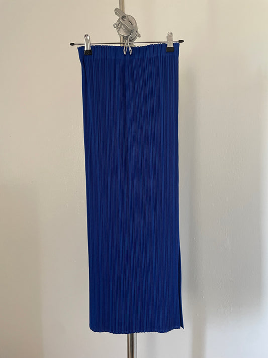 Pleats Please Issey Miyake blue maxi pleated skirt with slit