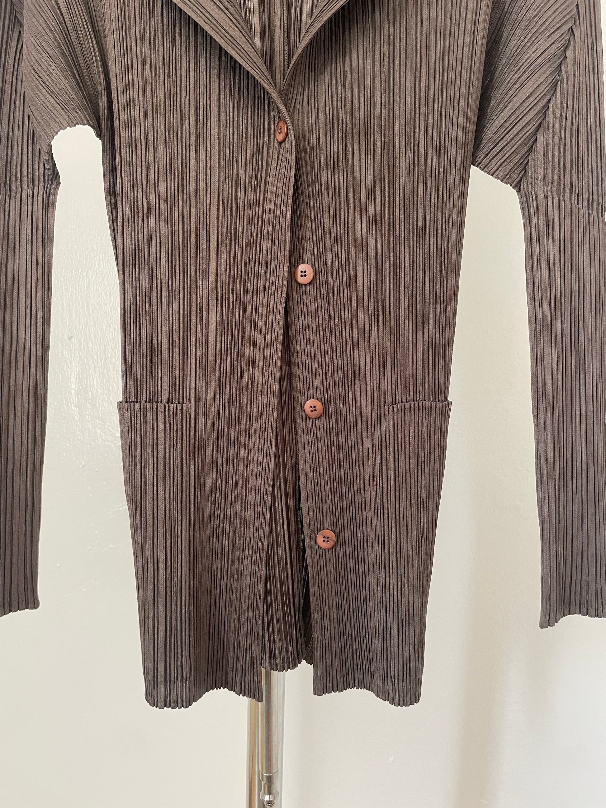 Pleats Please Issey Miyake brown suit