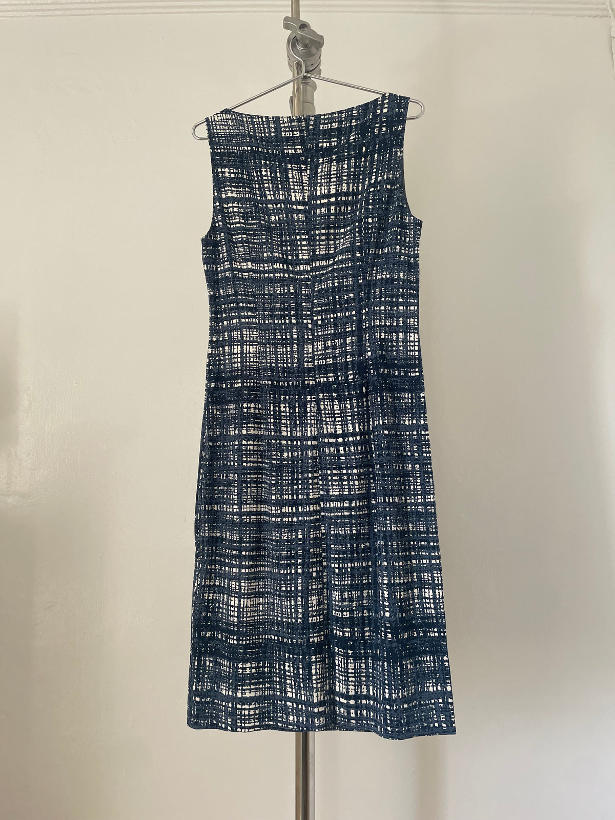 Prada blue trompe l’œil tweed sleeveless dress