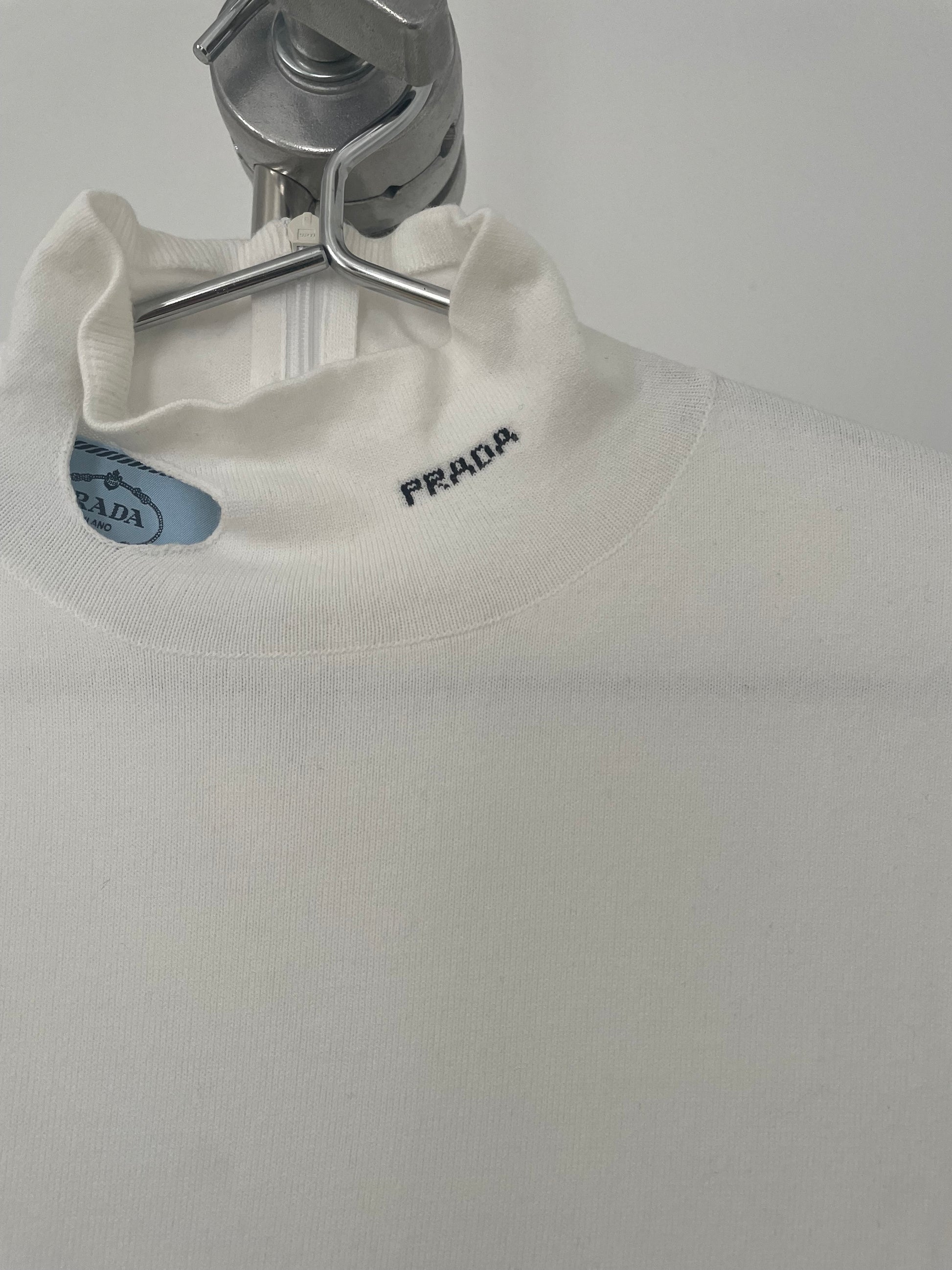 Prada spring/summer 2021 white cutout turtleneck