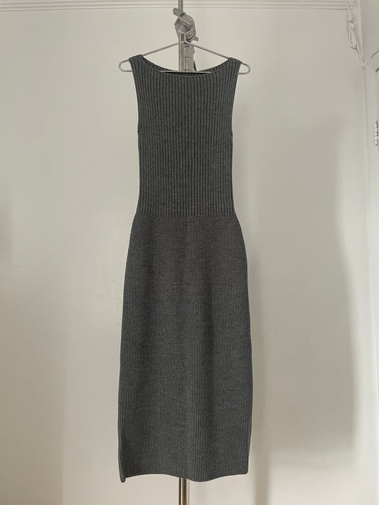 Vintage womens Dries Van Noten grey sleeveless knit dress