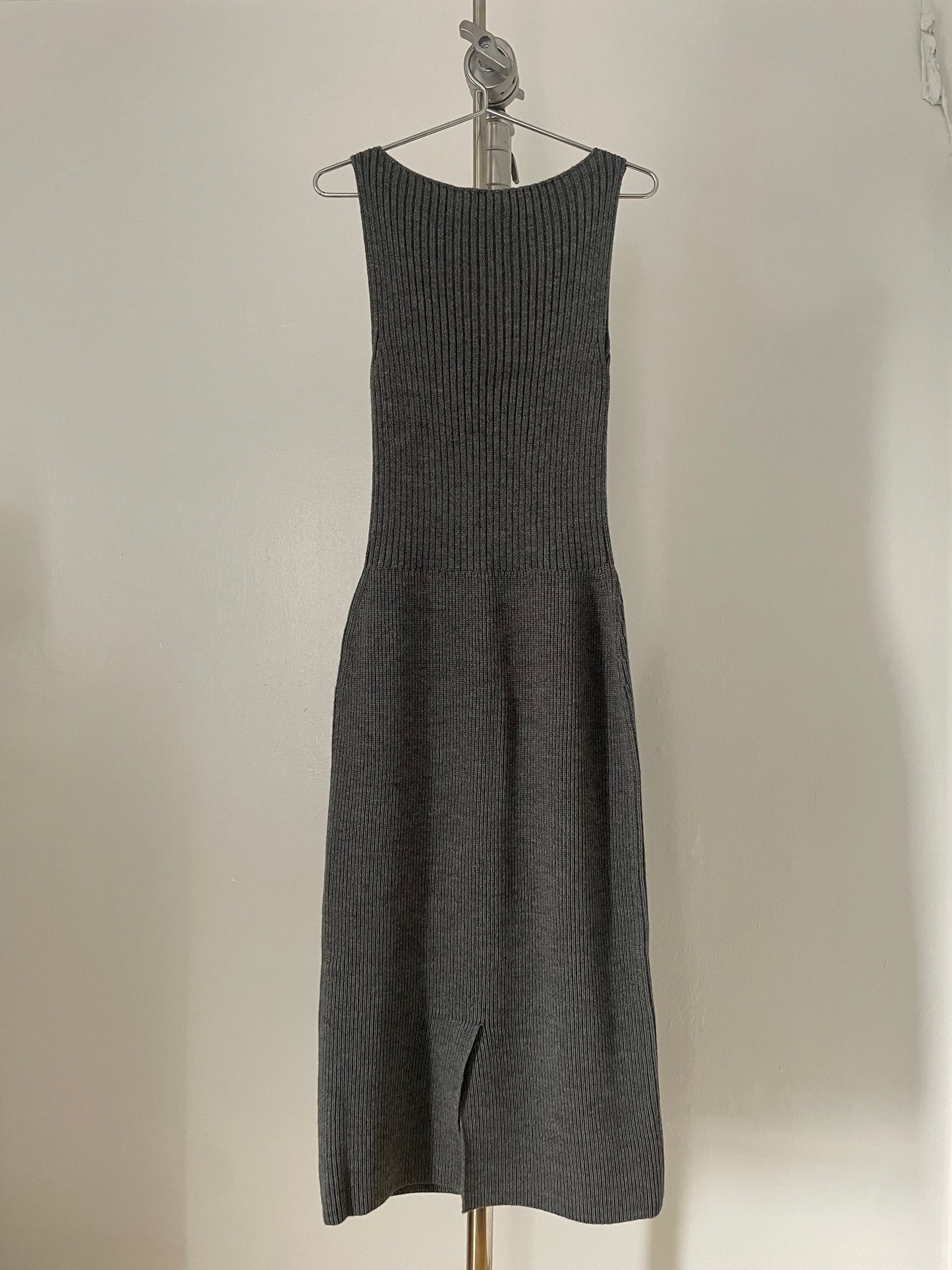 Vintage womens Dries Van Noten grey sleeveless knit dress