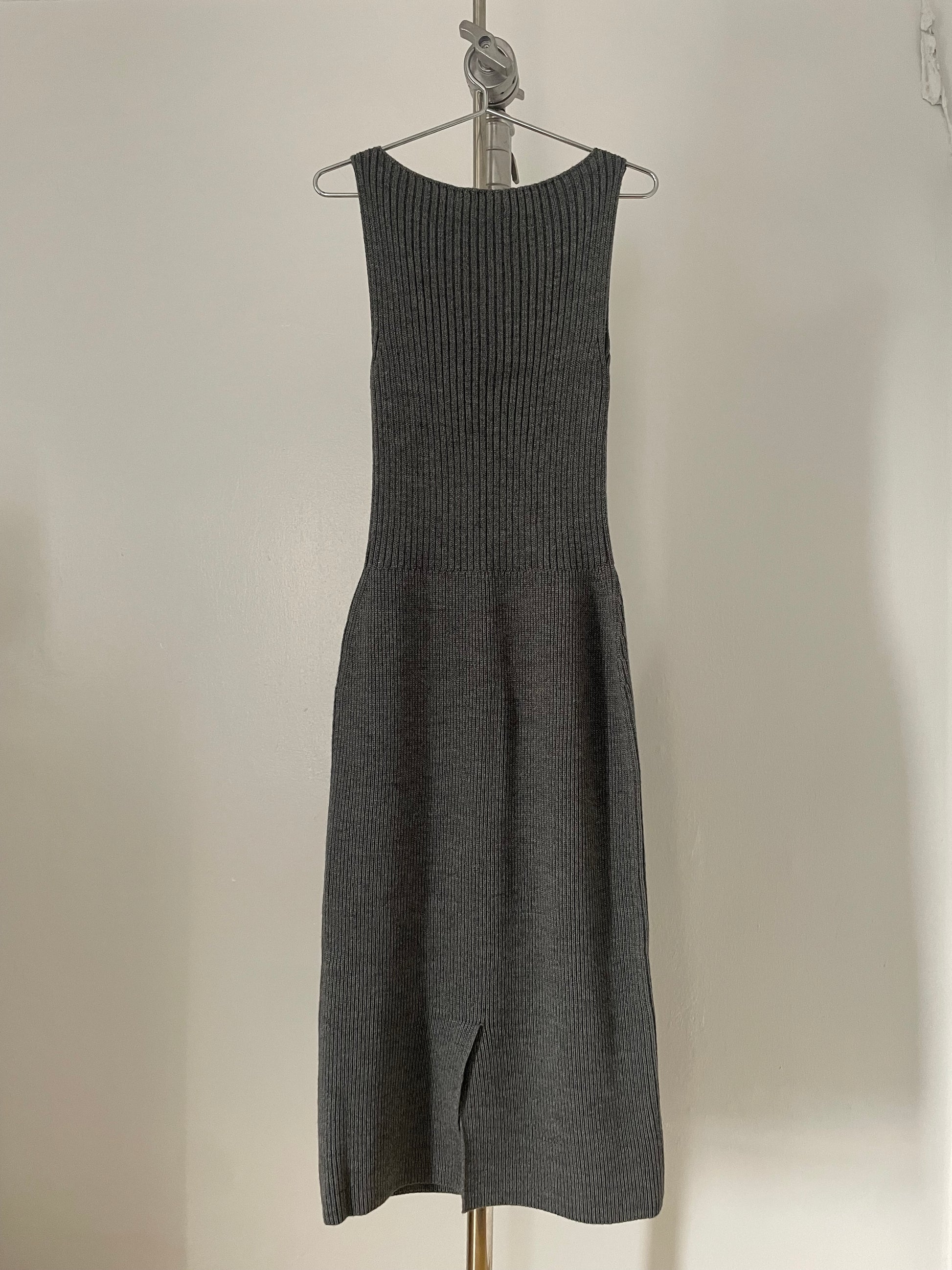 Vintage womens Dries Van Noten grey sleeveless knit dress