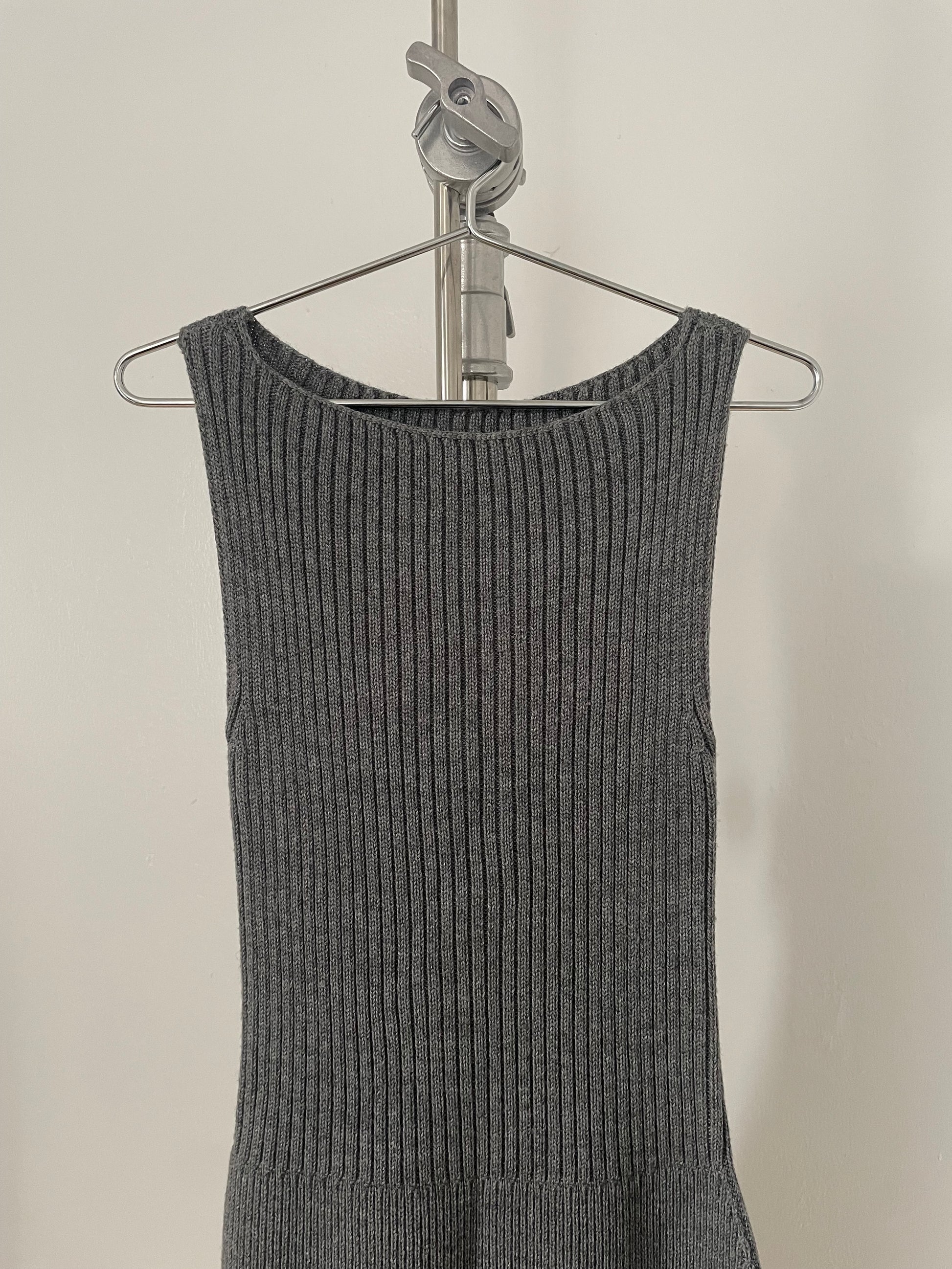 Vintage womens Dries Van Noten grey sleeveless knit dress