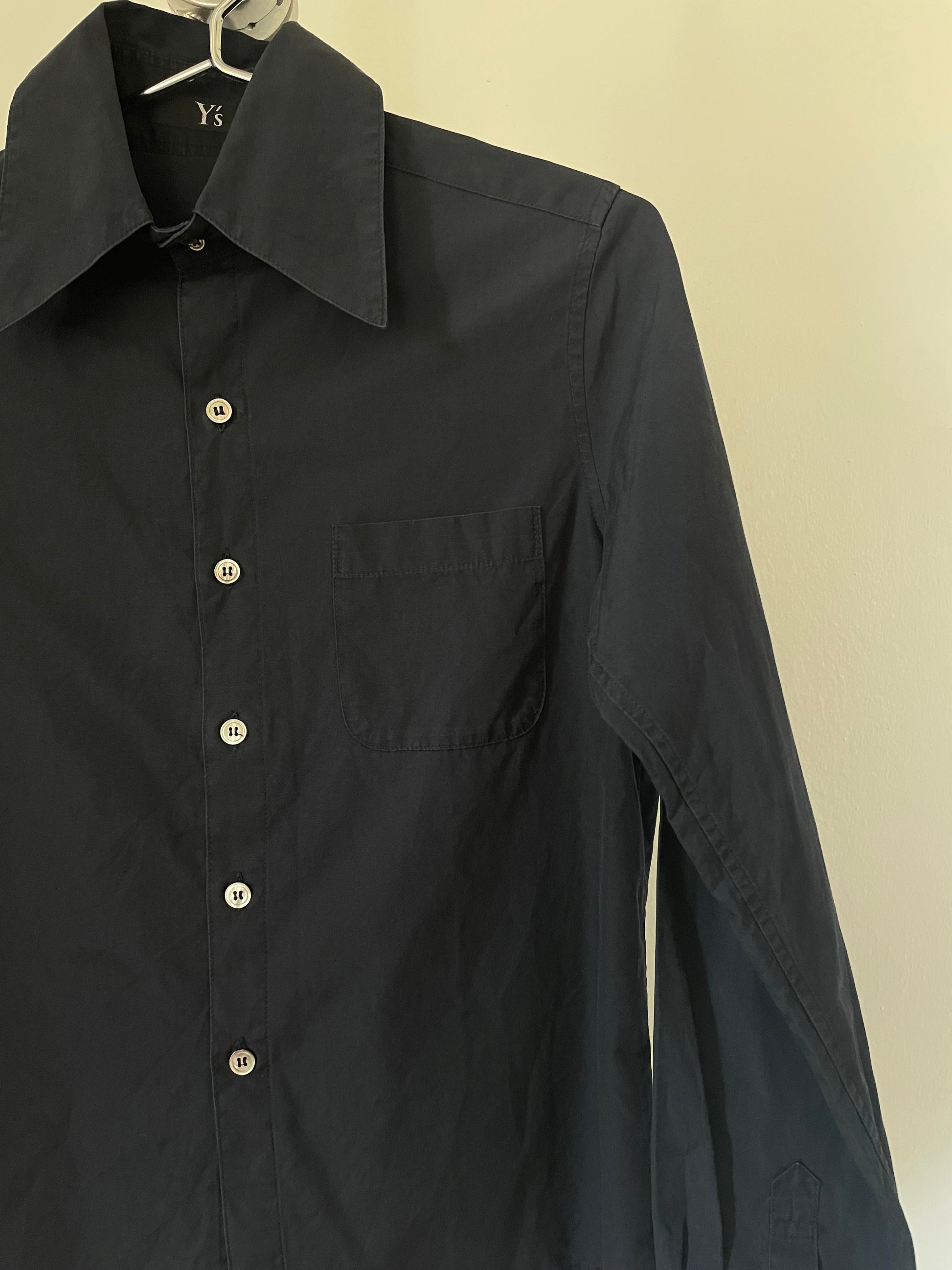 Y's Yohji Yamamoto black cotton long sleeve shirt