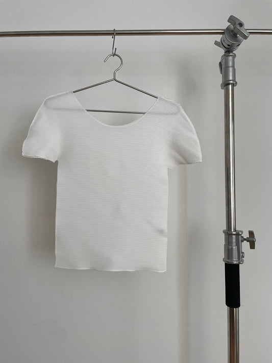 me Issey Miyake white waffle pleated baby tee