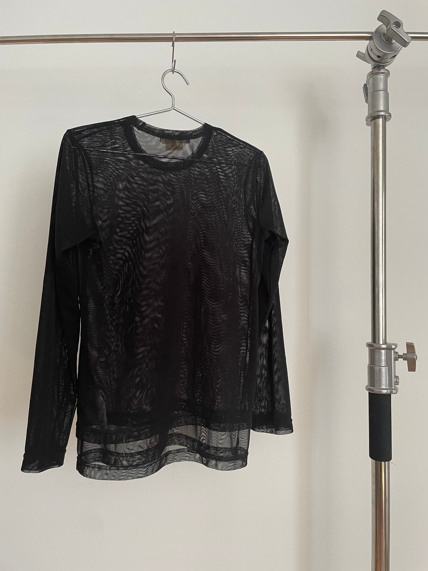 Comme des Garçons black long sleeve double layered mesh top