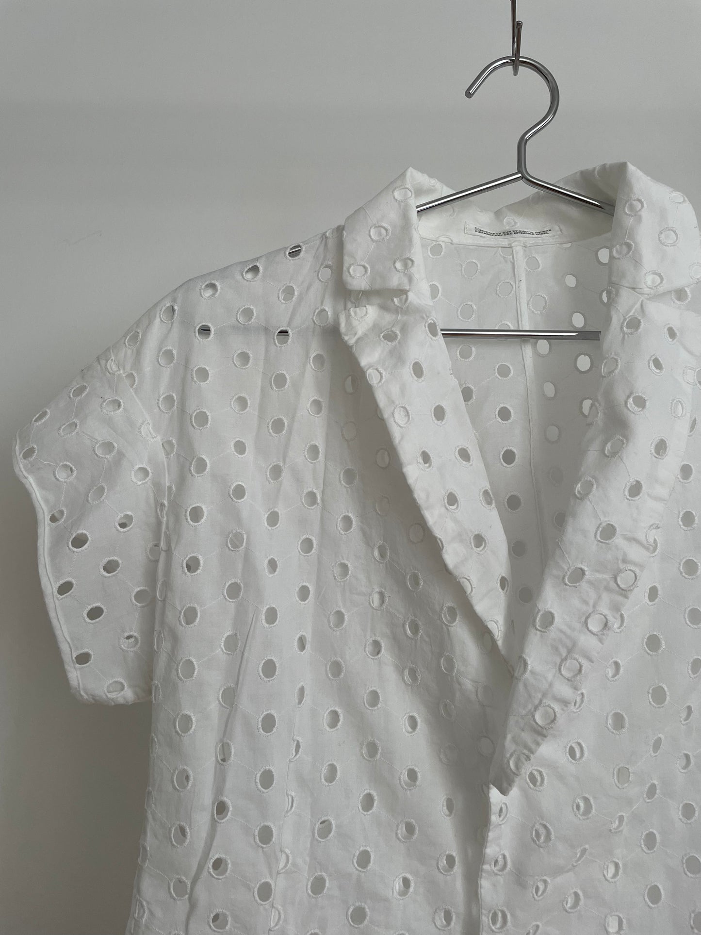 Vintage Yohji Yamamoto + Noir white eyelet cotton blouse